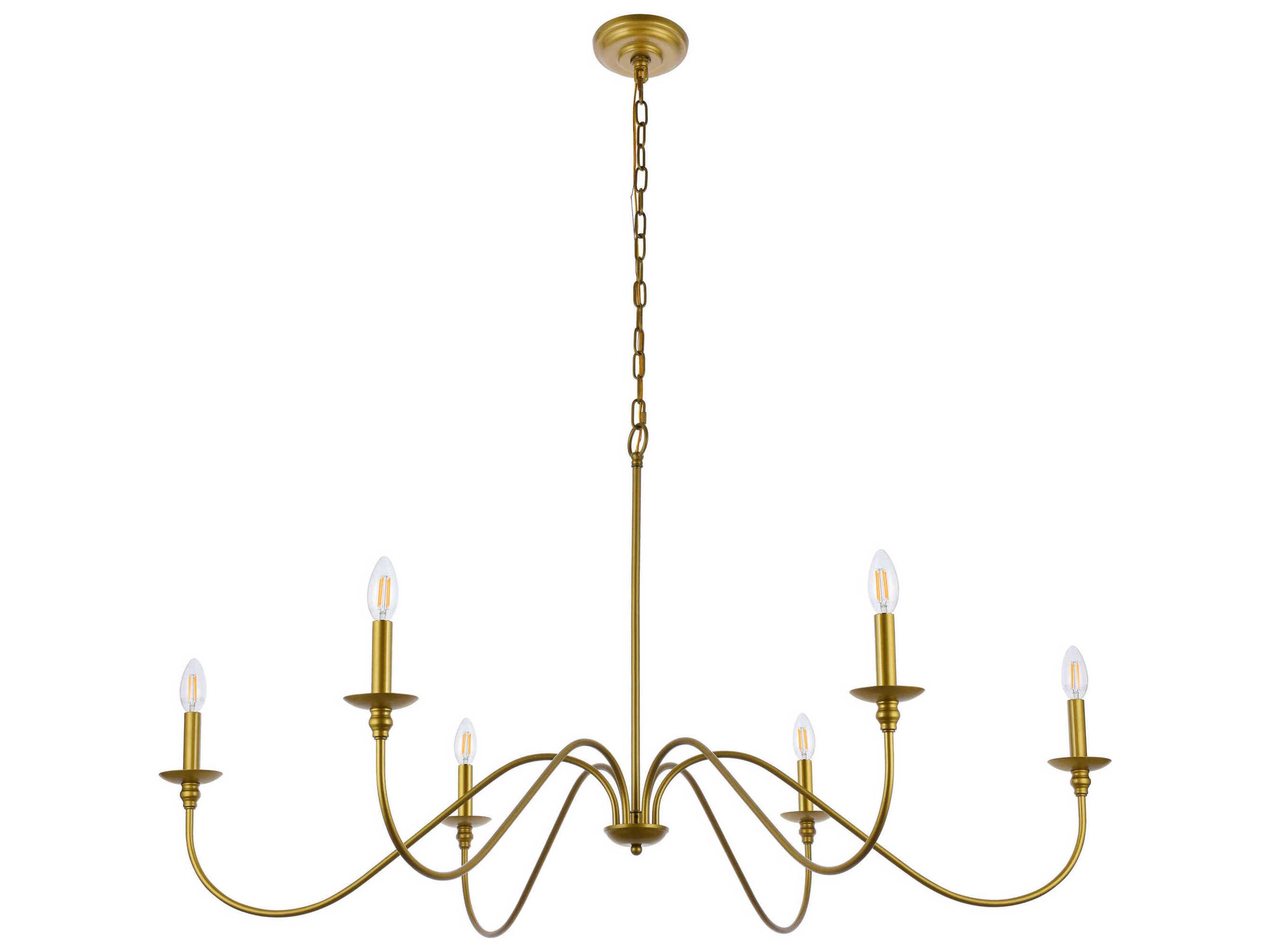 Elegant Lighting Rohan 6-Light Brass Candelabra Chandelier
