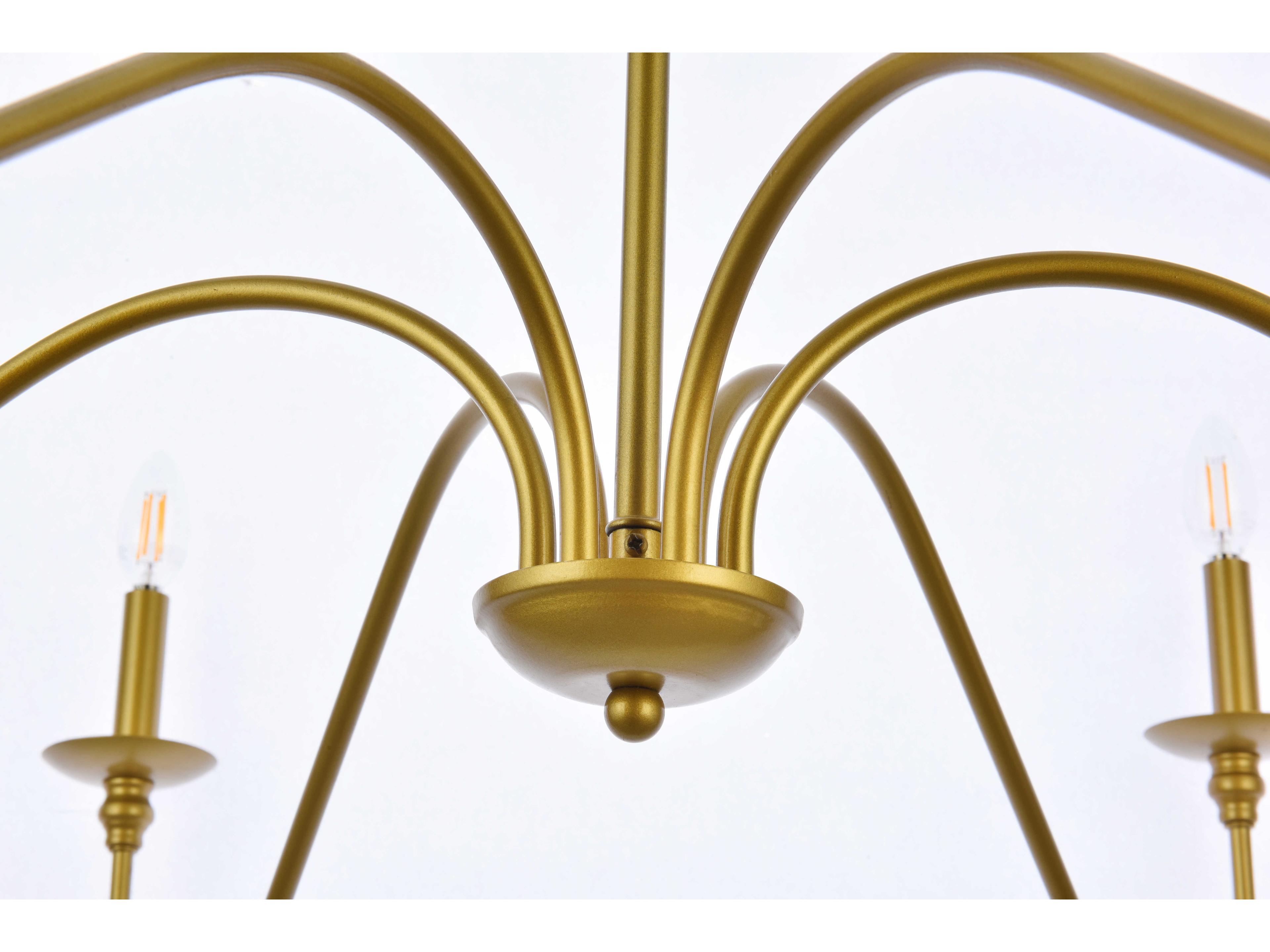 Elegant Lighting Rohan 6-Light Brass Candelabra Chandelier