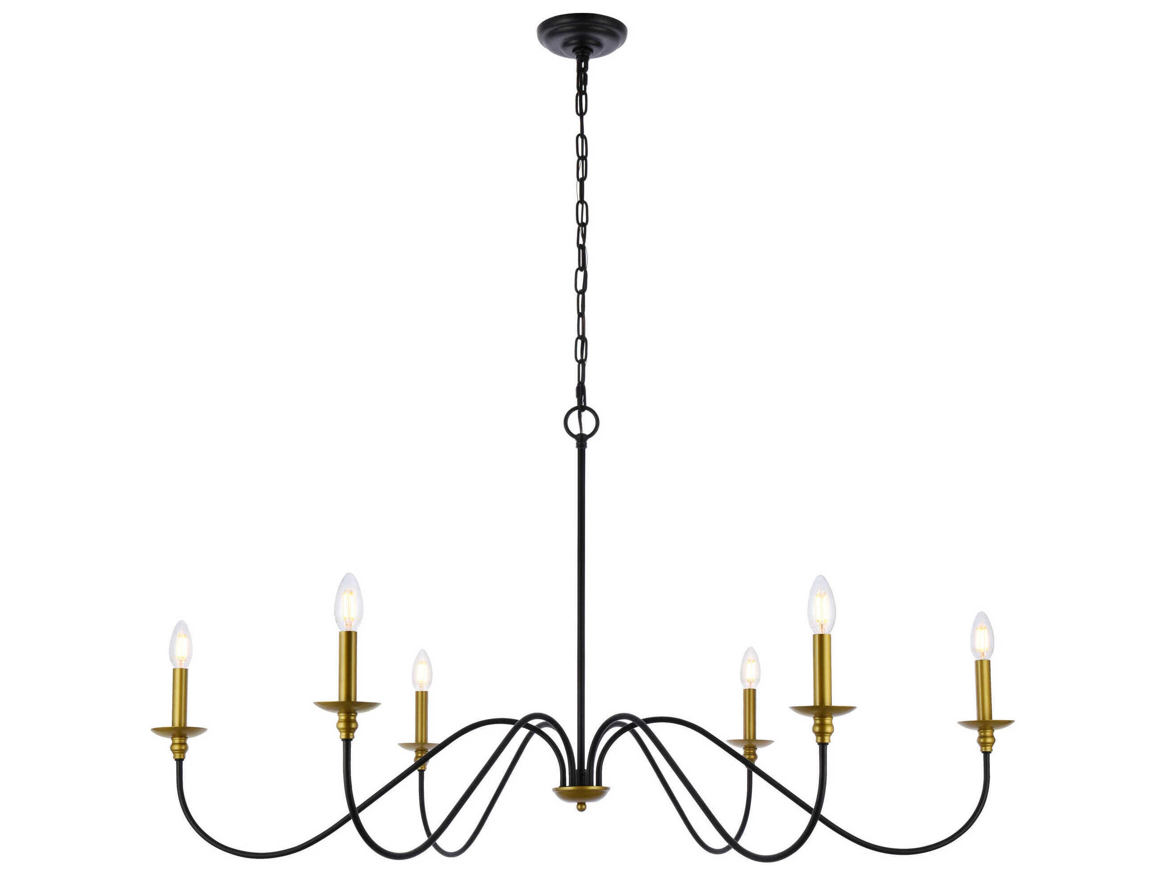 Rohan 6-Light Brass And Black Candelabra Chandelier