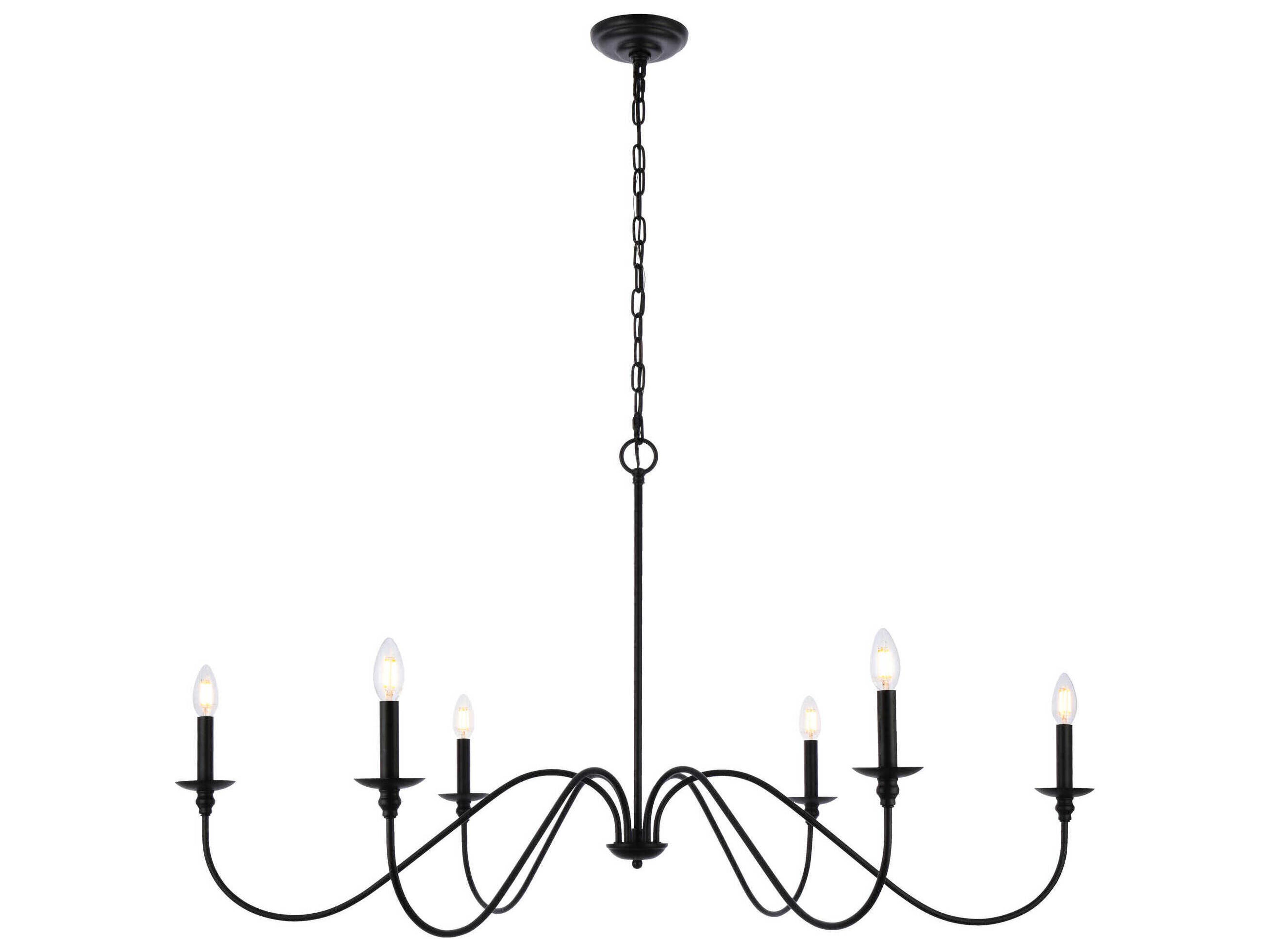 Rohan 6-Light Matte Black Candelabra Chandelier