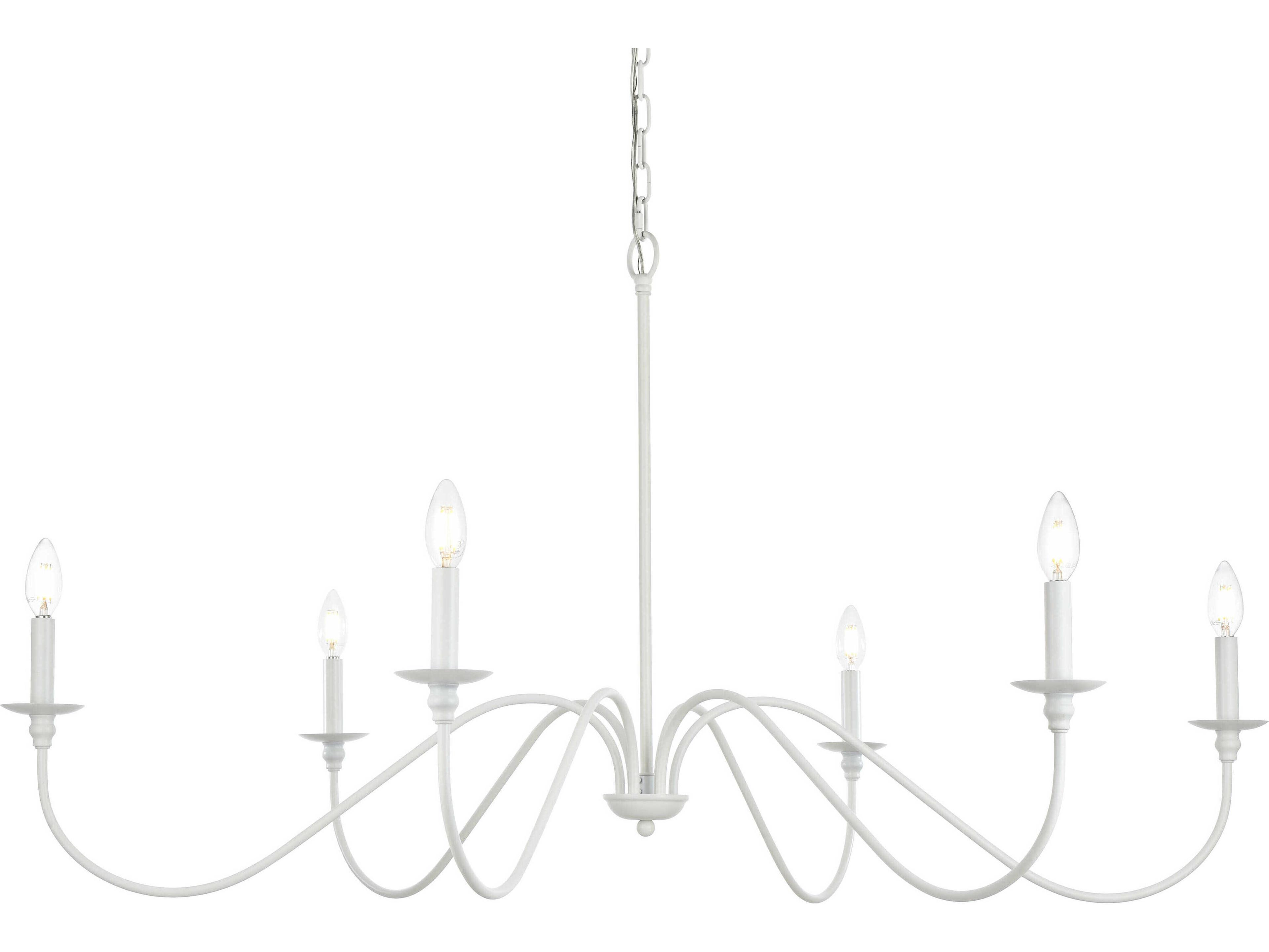 Elegant Lighting Rohan 6-Light White Candelabra Chandelier