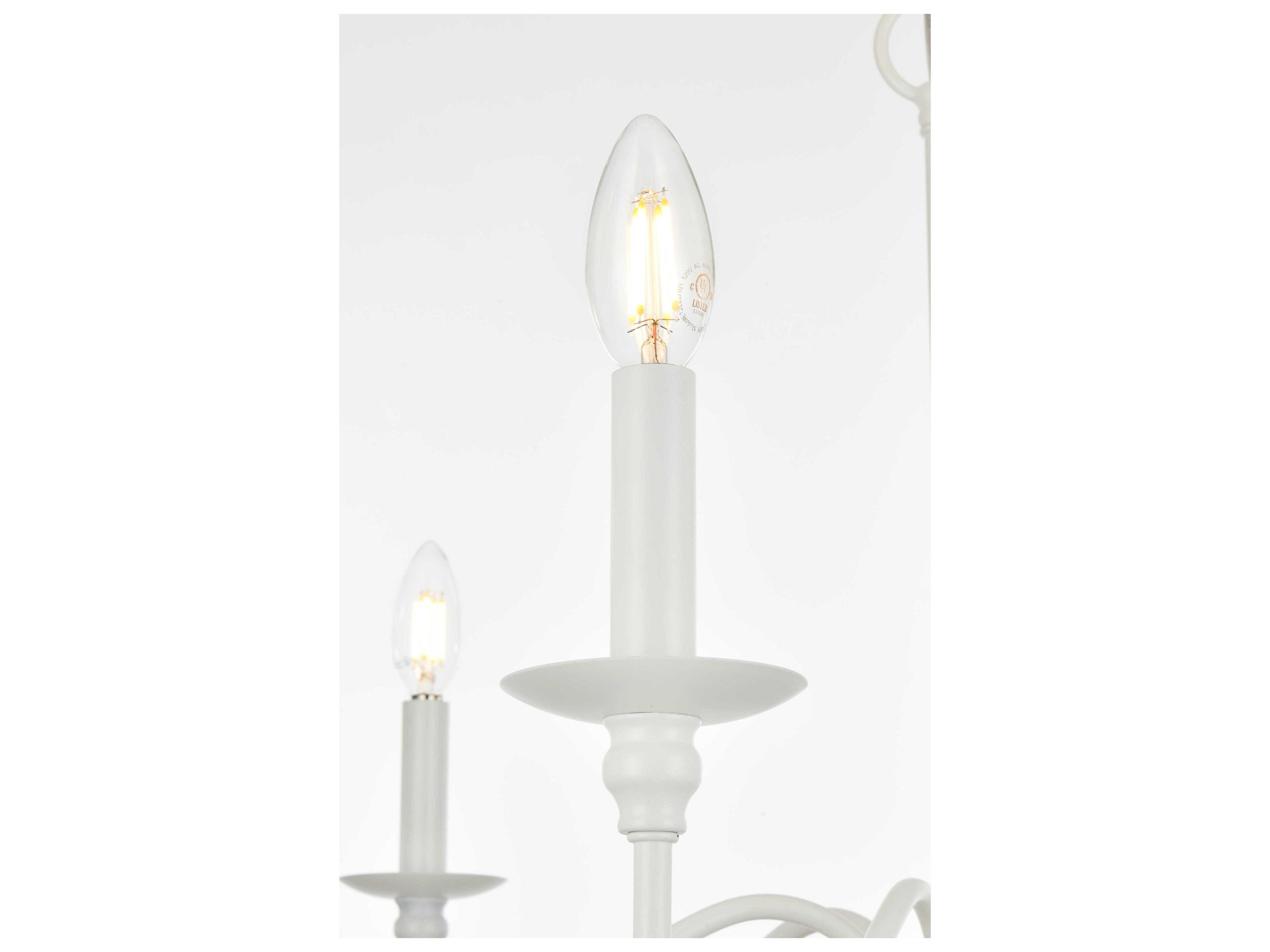 Elegant Lighting Rohan 6-Light White Candelabra Chandelier