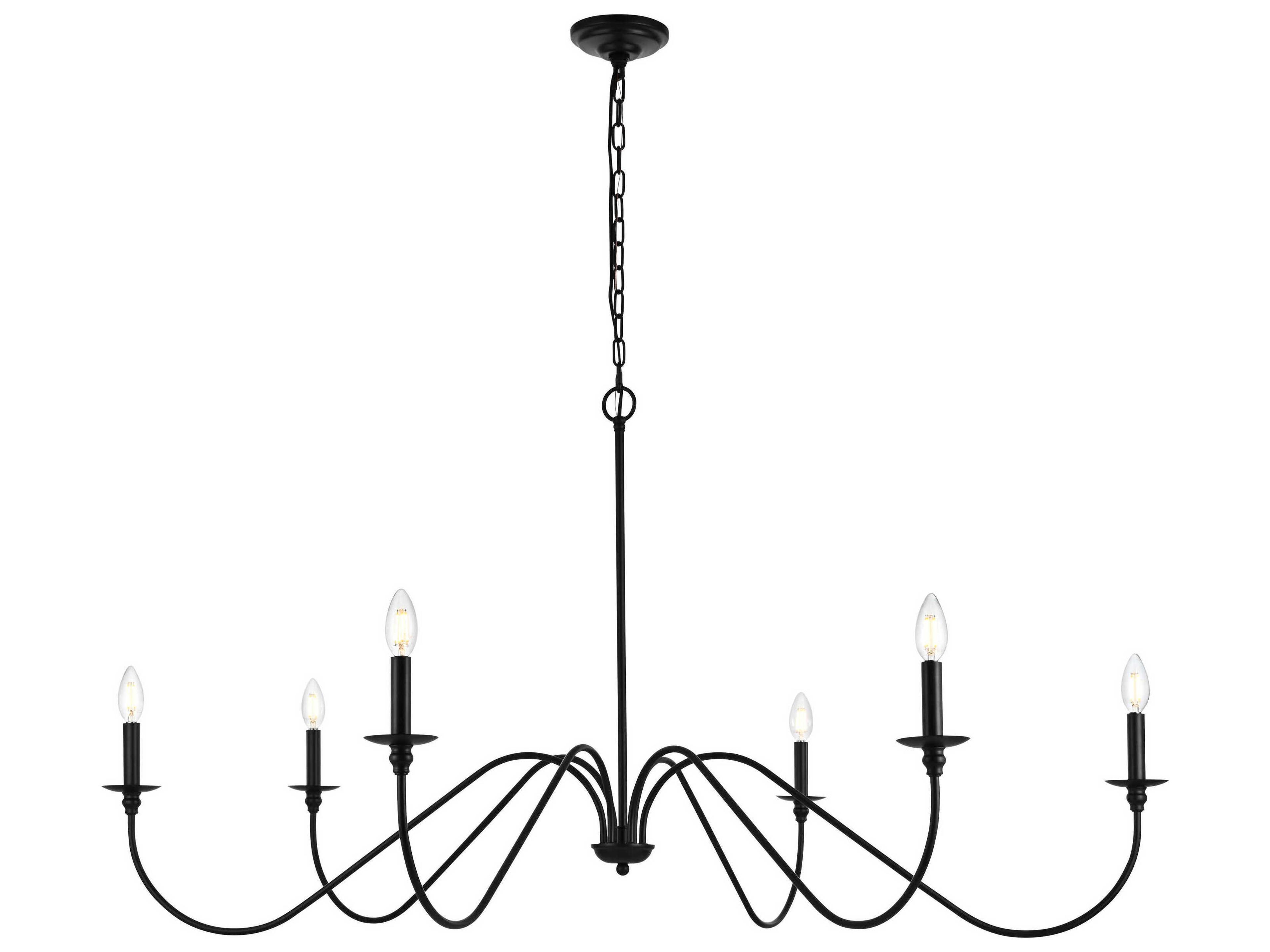 Rohan 6-Light Matte Black Candelabra Chandelier