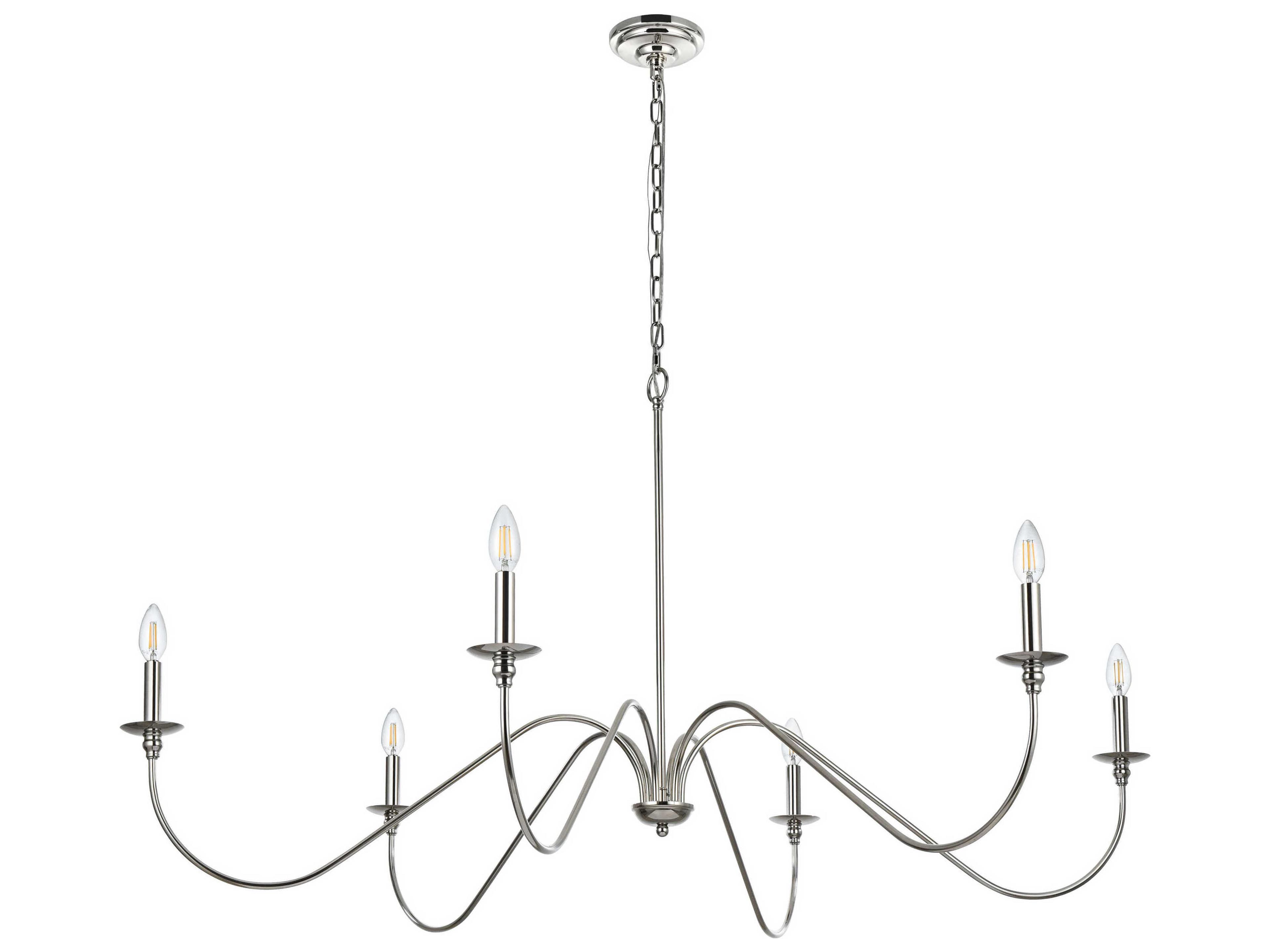 Elegant Lighting Rohan 6-Light Polished Nickel Candelabra Chandelier