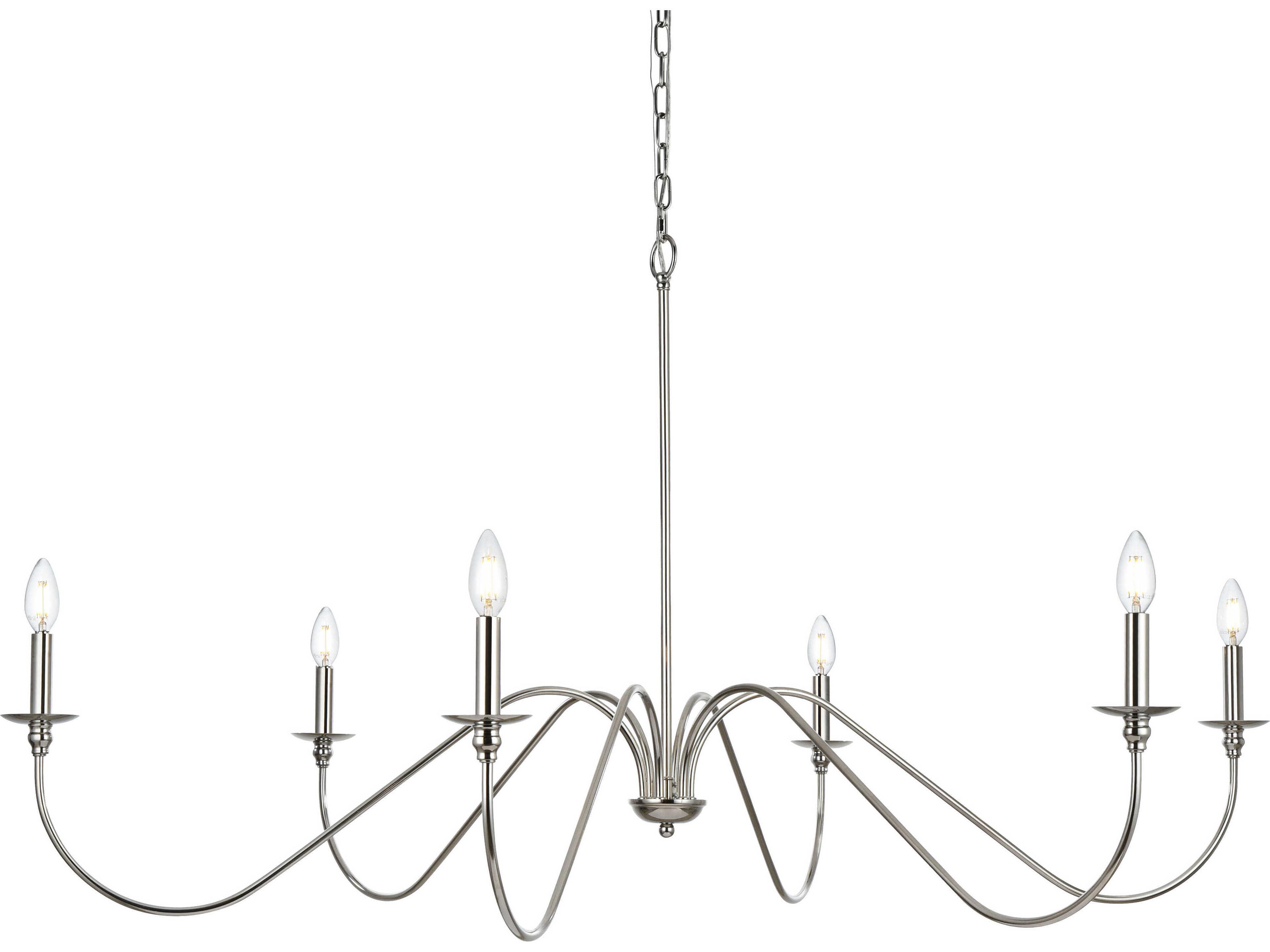 Elegant Lighting Rohan 6-Light Polished Nickel Candelabra Chandelier