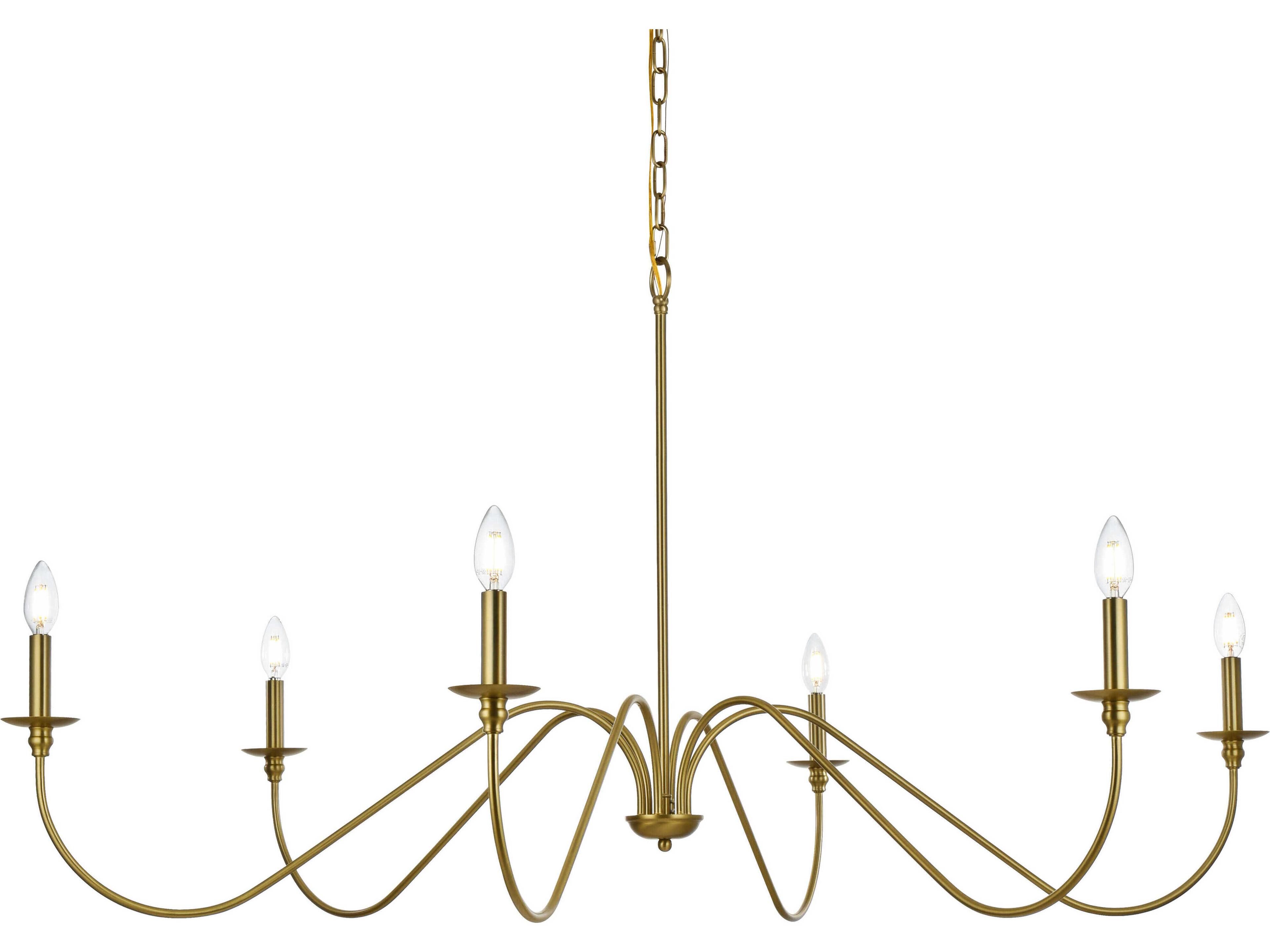 Elegant Lighting Rohan 6-Light Satin Gold Candelabra Chandelier