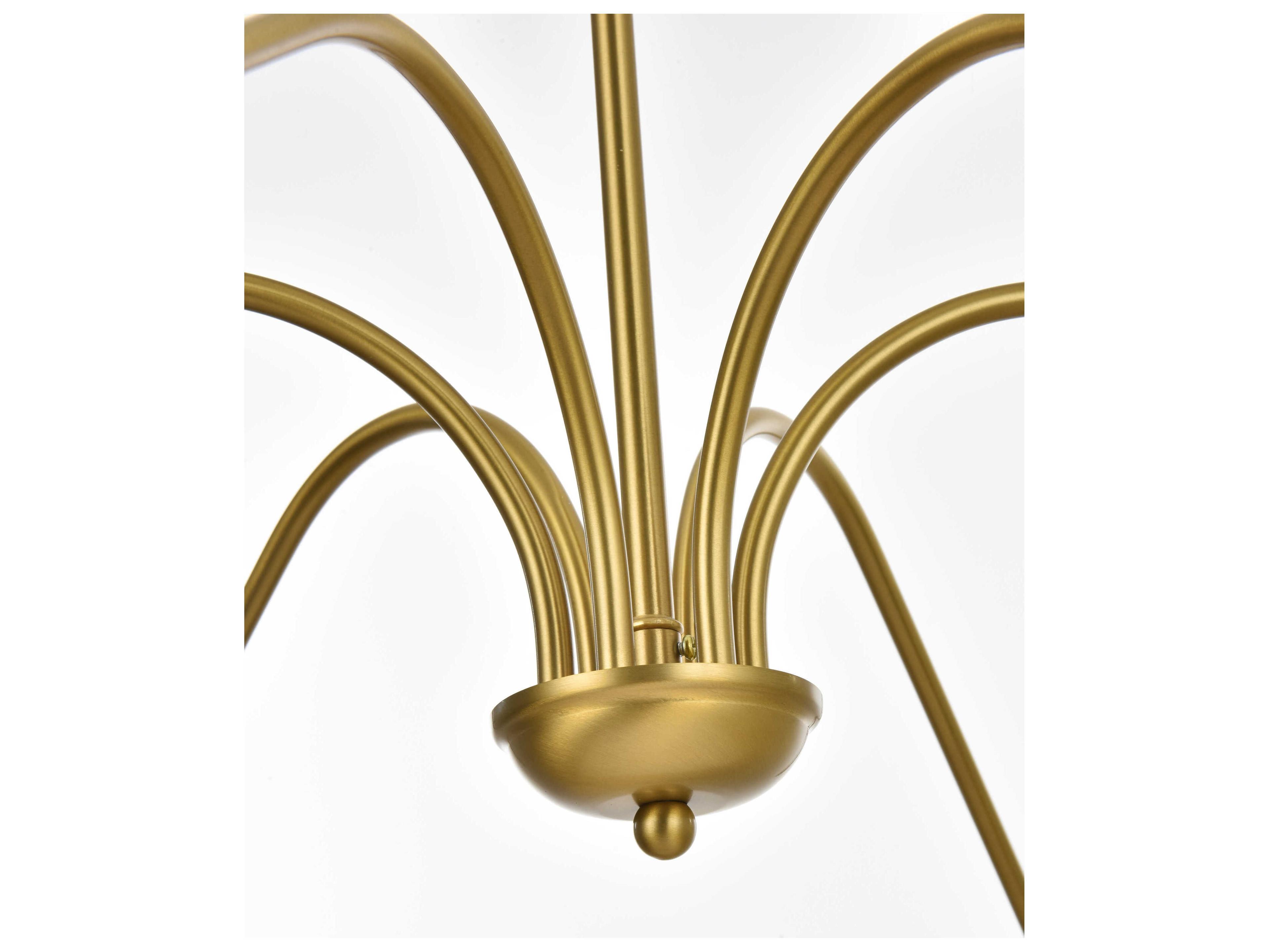 Elegant Lighting Rohan 6-Light Satin Gold Candelabra Chandelier