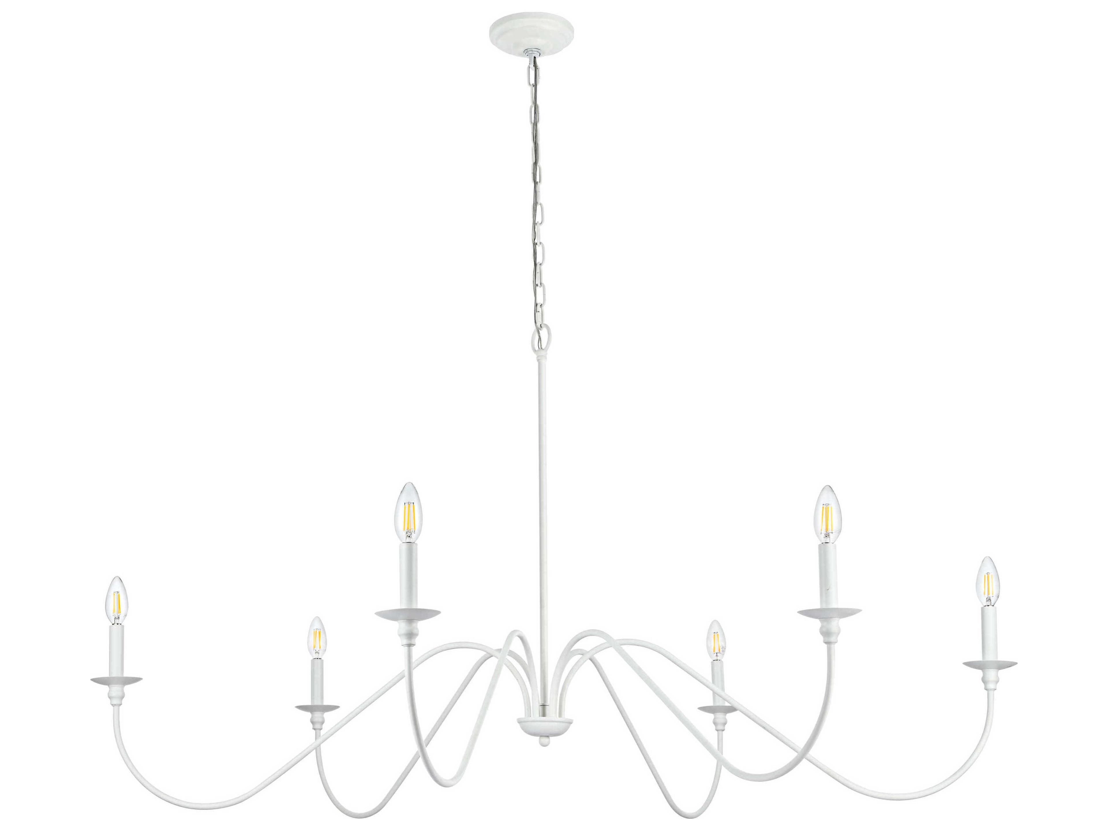 Elegant Lighting Rohan 6-Light White Candelabra Chandelier