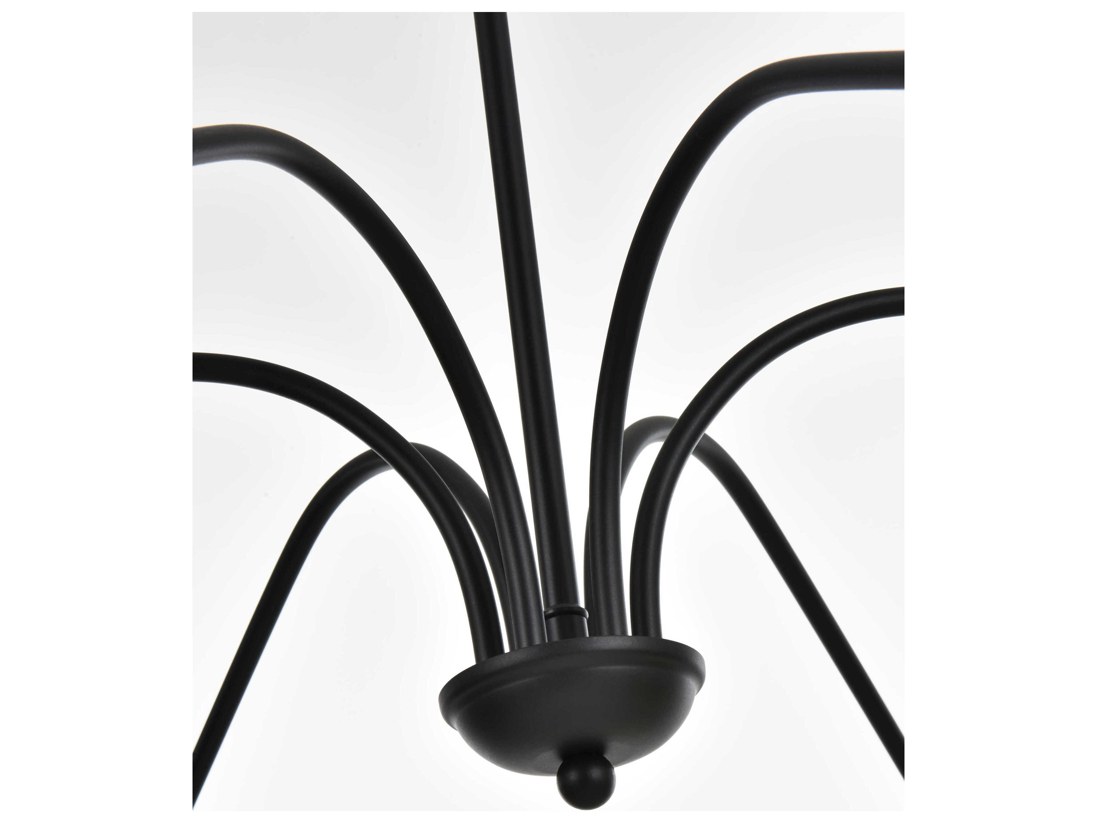 Elegant Lighting Rohan 6-Light Matte Black Candelabra Chandelier