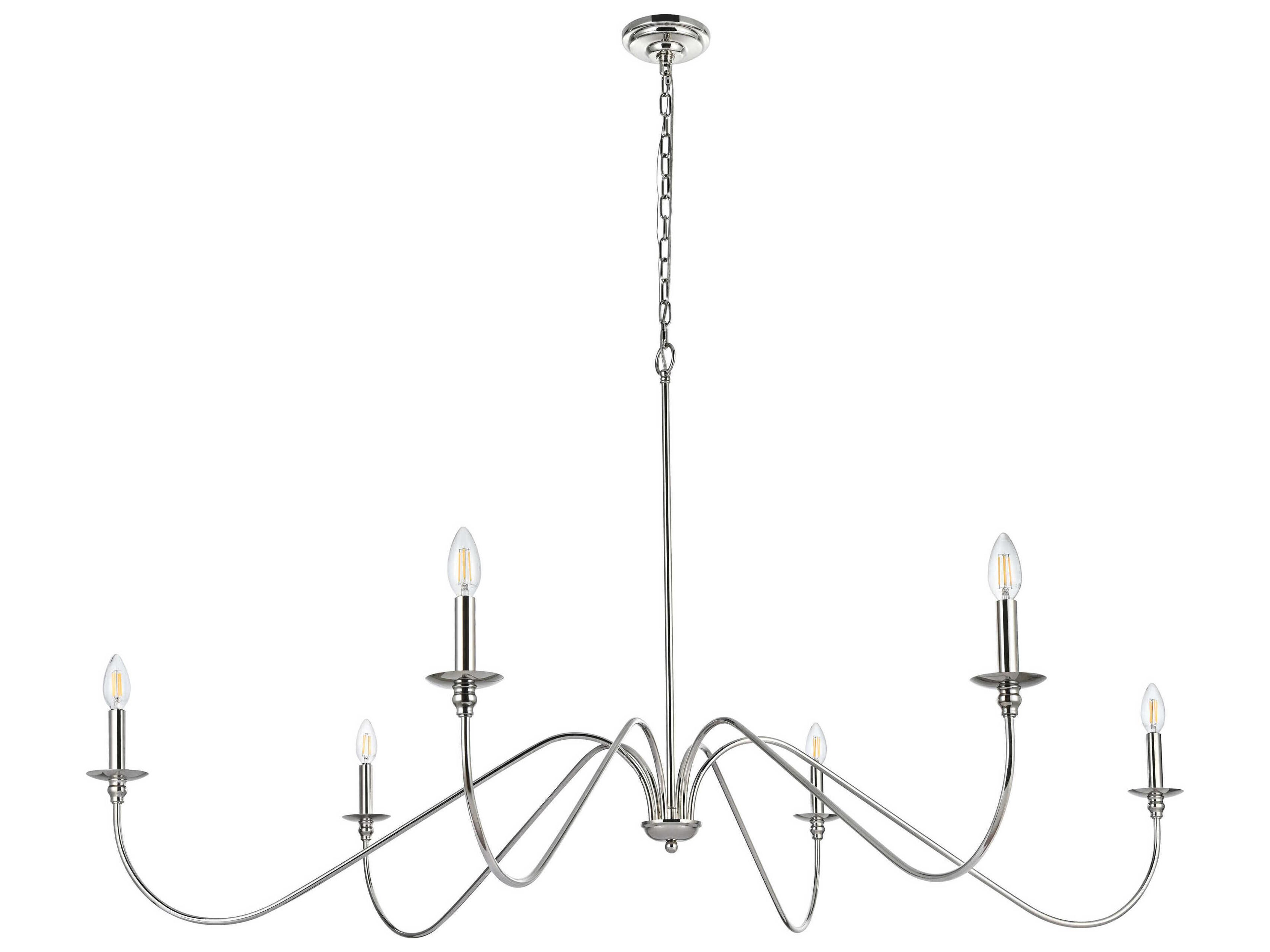 Elegant Lighting Rohan 6-Light Polished Nickel Candelabra Chandelier