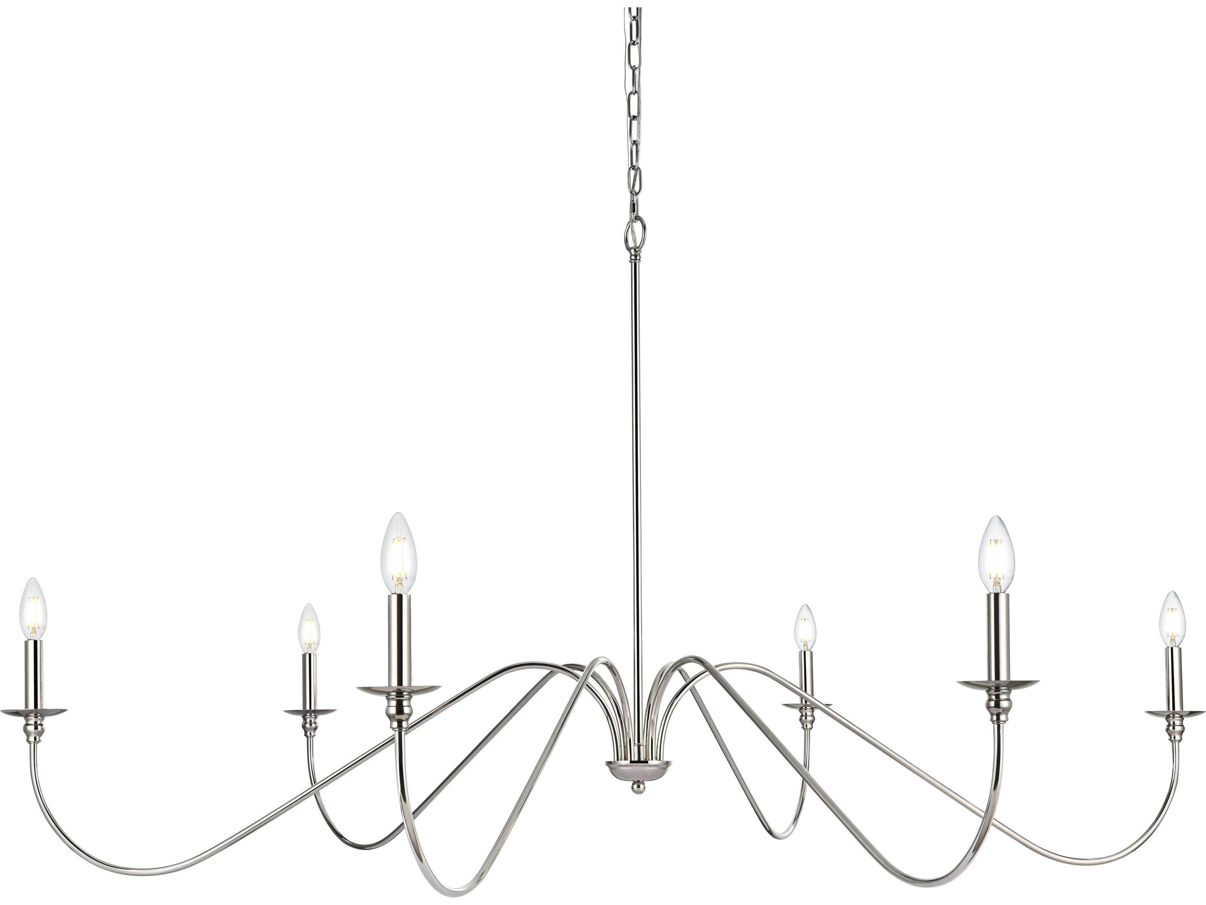 Elegant Lighting Rohan 6-Light Polished Nickel Candelabra Chandelier