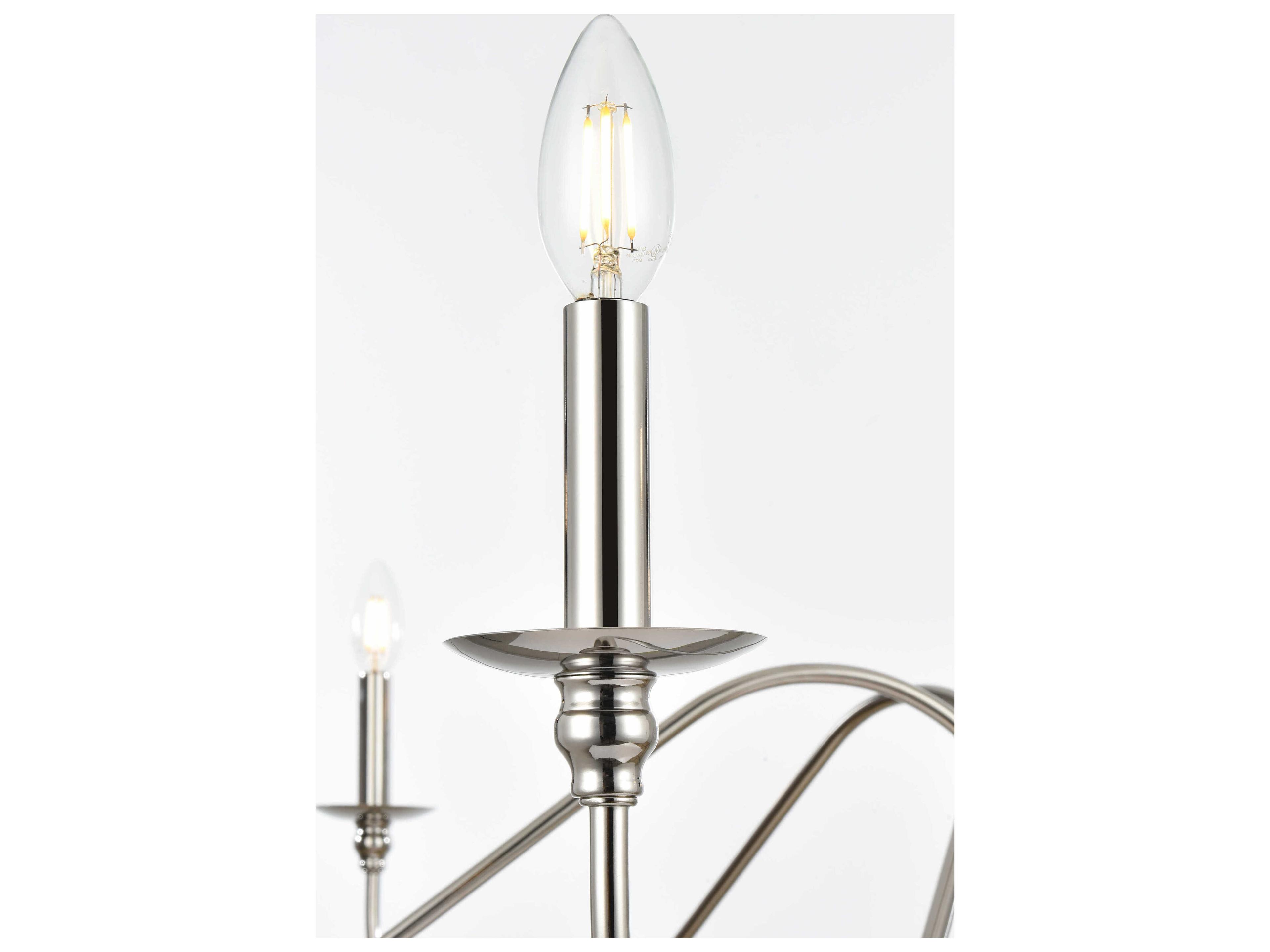 Elegant Lighting Rohan 6-Light Polished Nickel Candelabra Chandelier