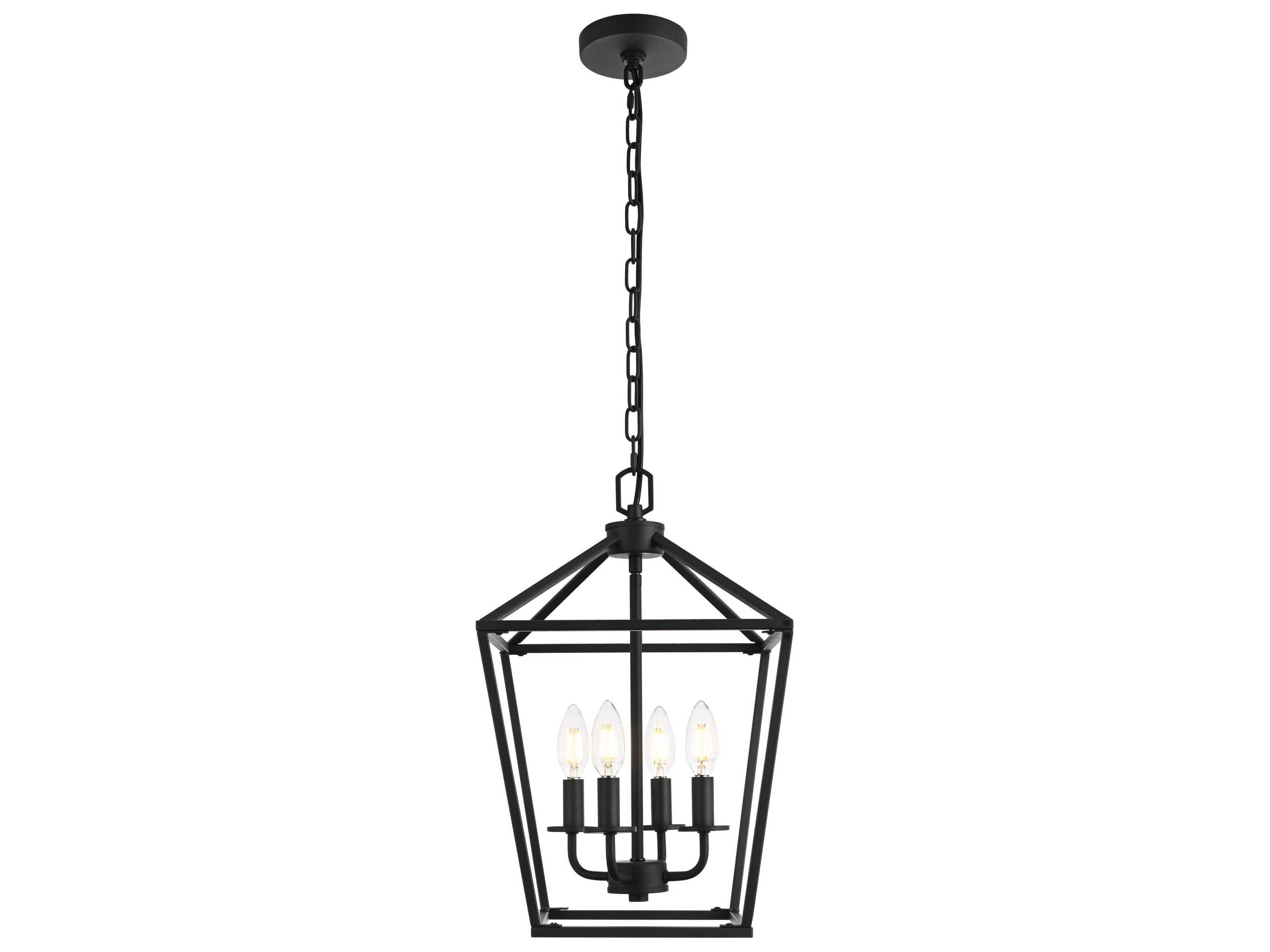 Elegant Lighting Gage 4-Light Black Lantern Mini Pendant
