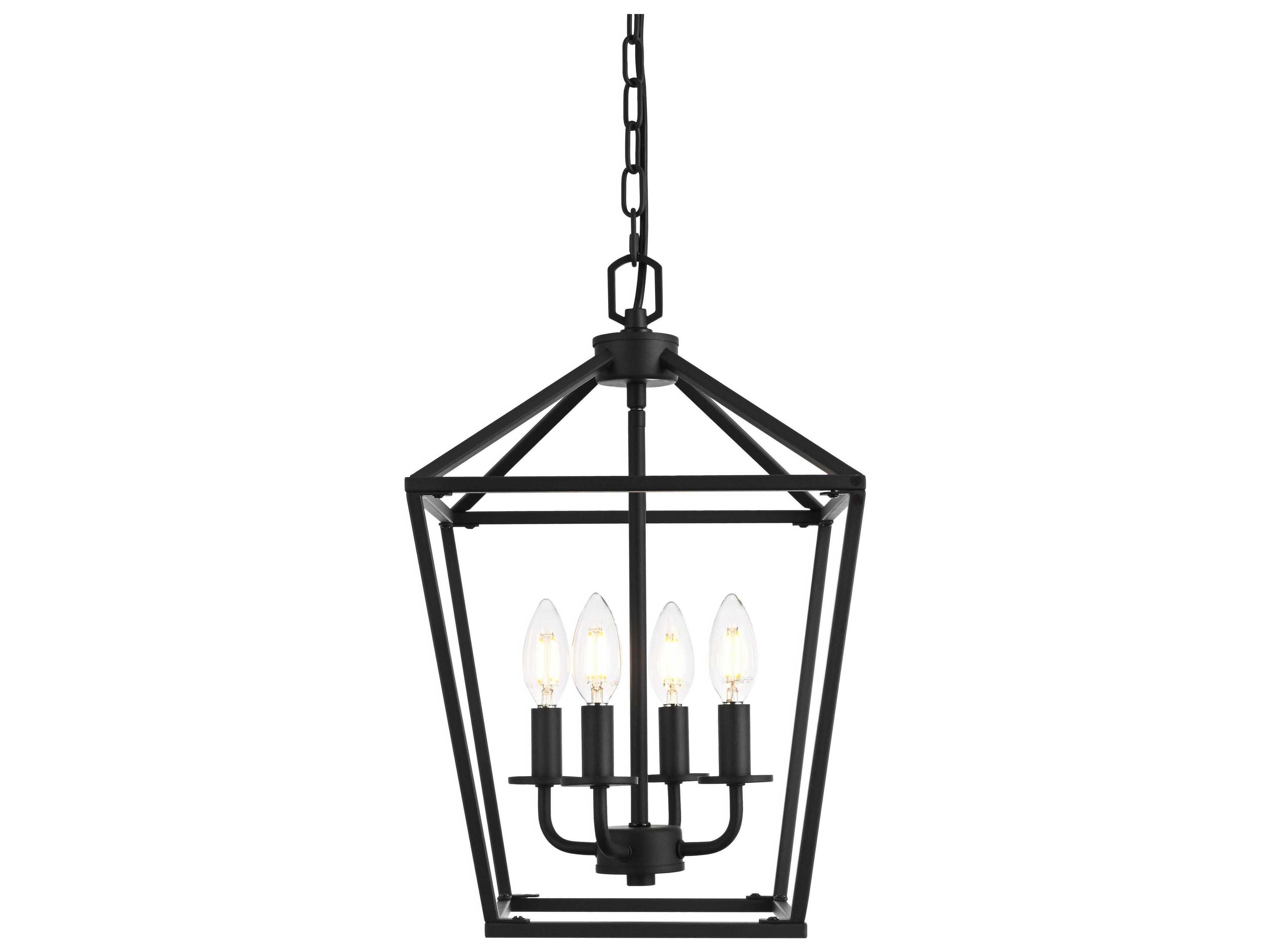 Elegant Lighting Gage 4-Light Black Lantern Mini Pendant