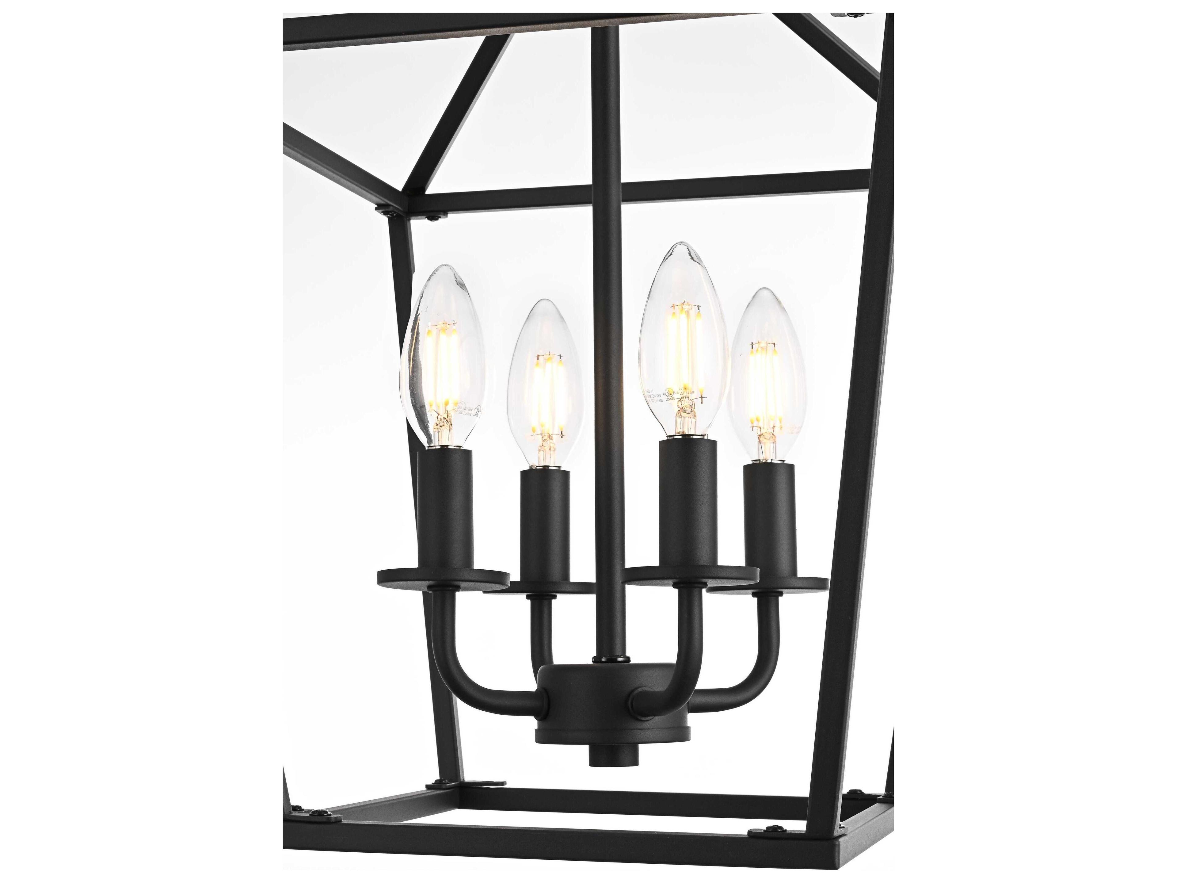 Elegant Lighting Gage 4-Light Black Lantern Mini Pendant