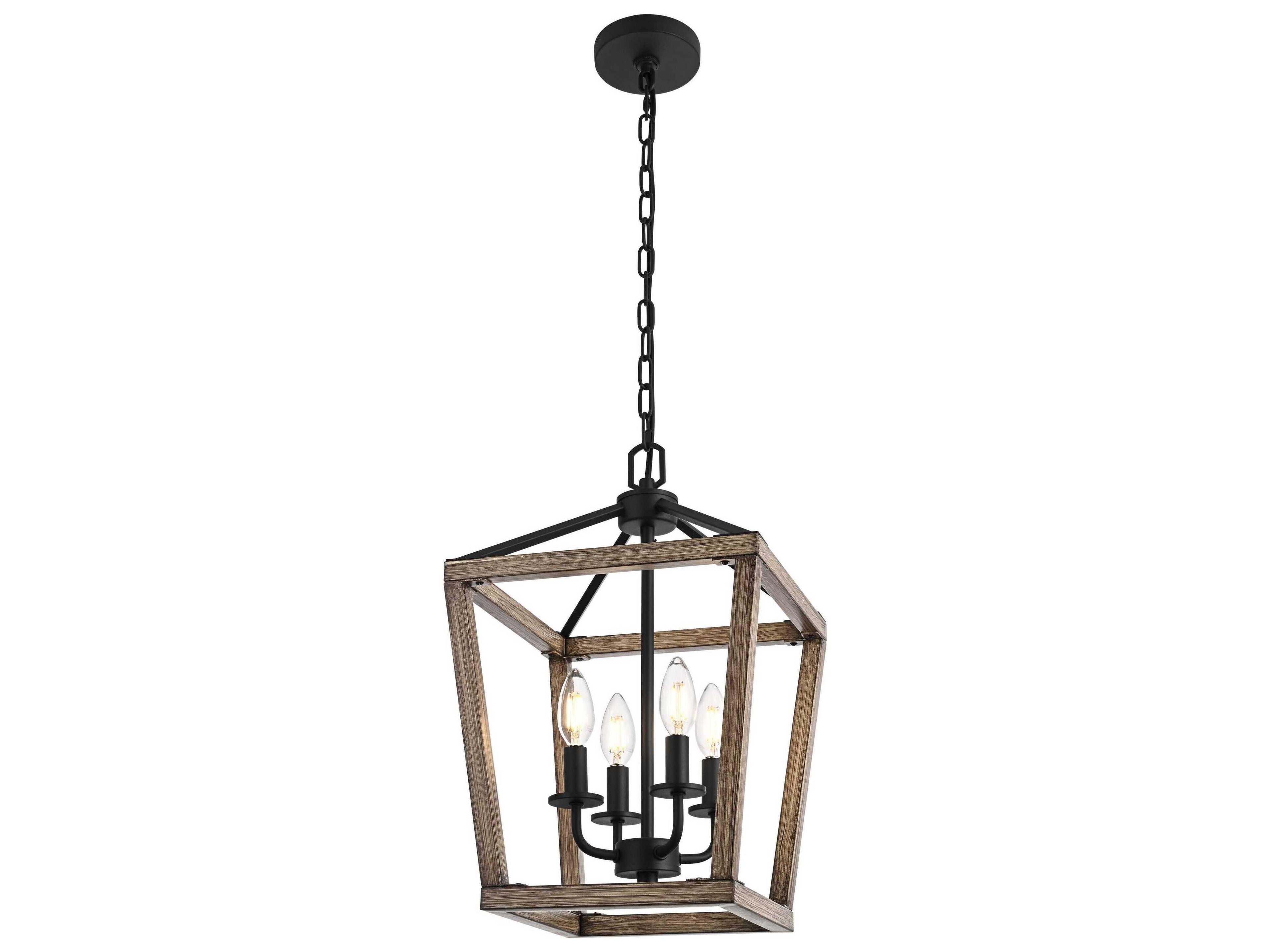 Elegant Lighting Gage 4-Light Brown Black Lantern Mini Pendant