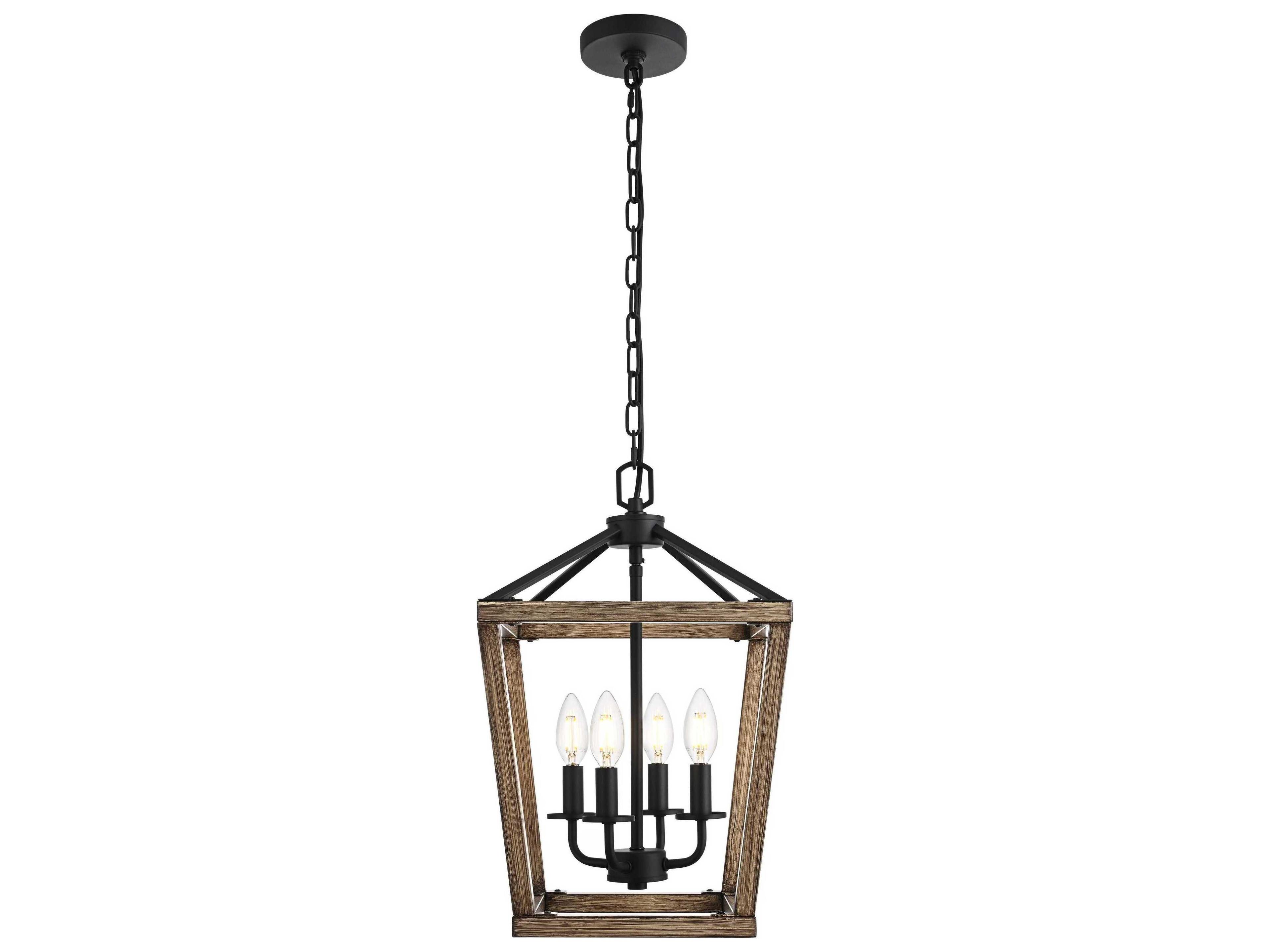 Elegant Lighting Gage 4-Light Brown Black Lantern Mini Pendant