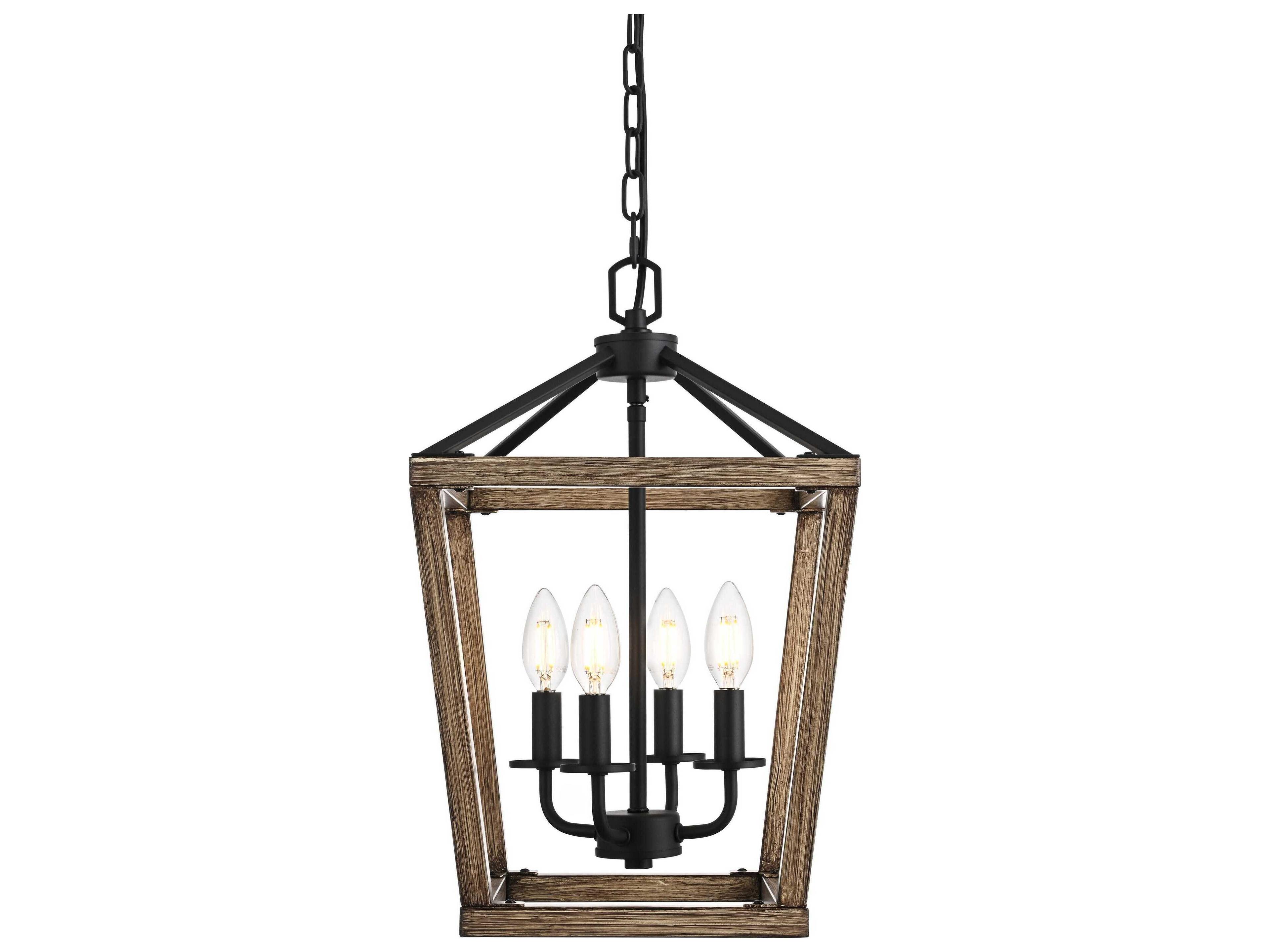 Elegant Lighting Gage 4-Light Brown Black Lantern Mini Pendant