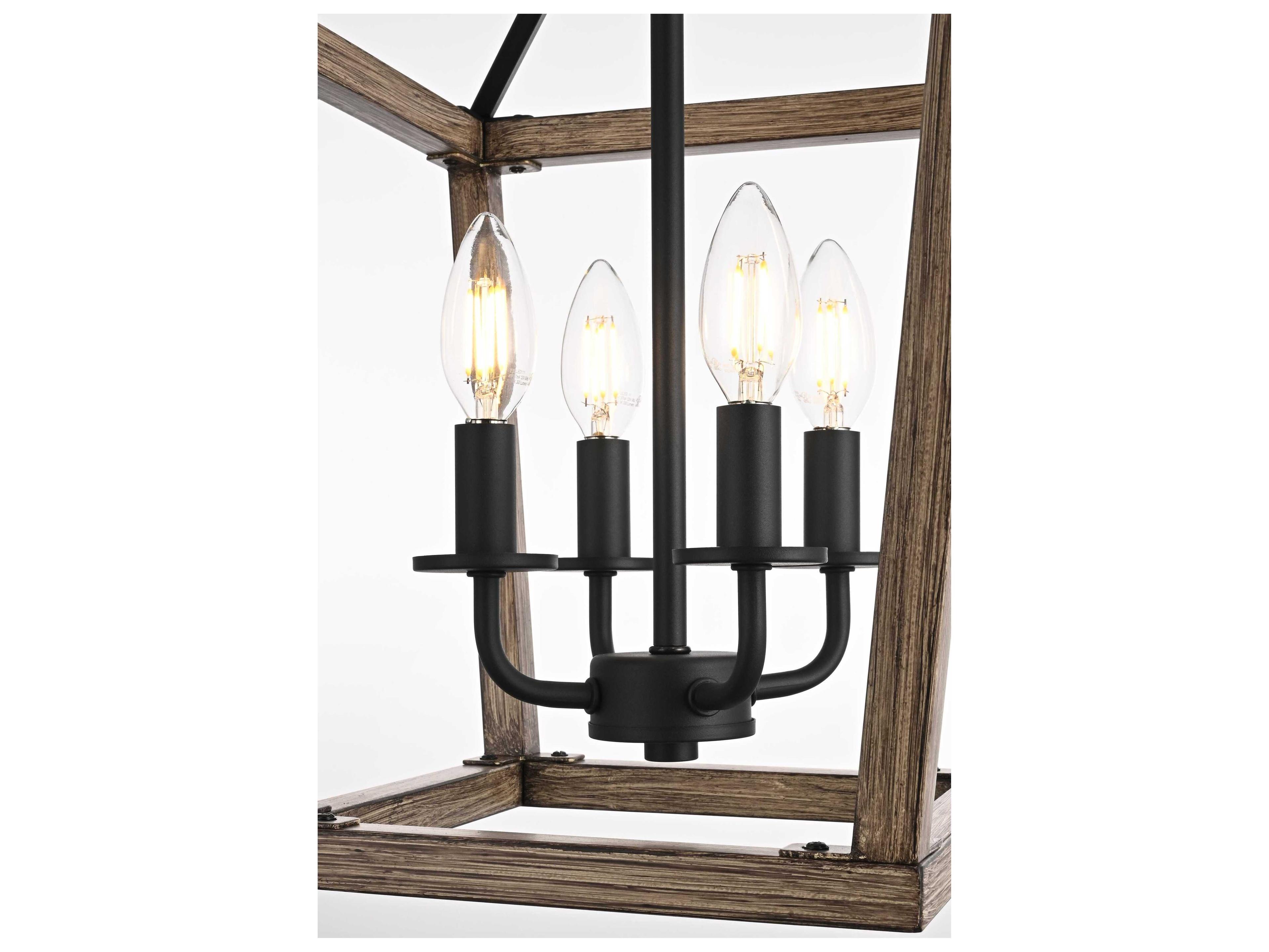 Elegant Lighting Gage 4-Light Brown Black Lantern Mini Pendant