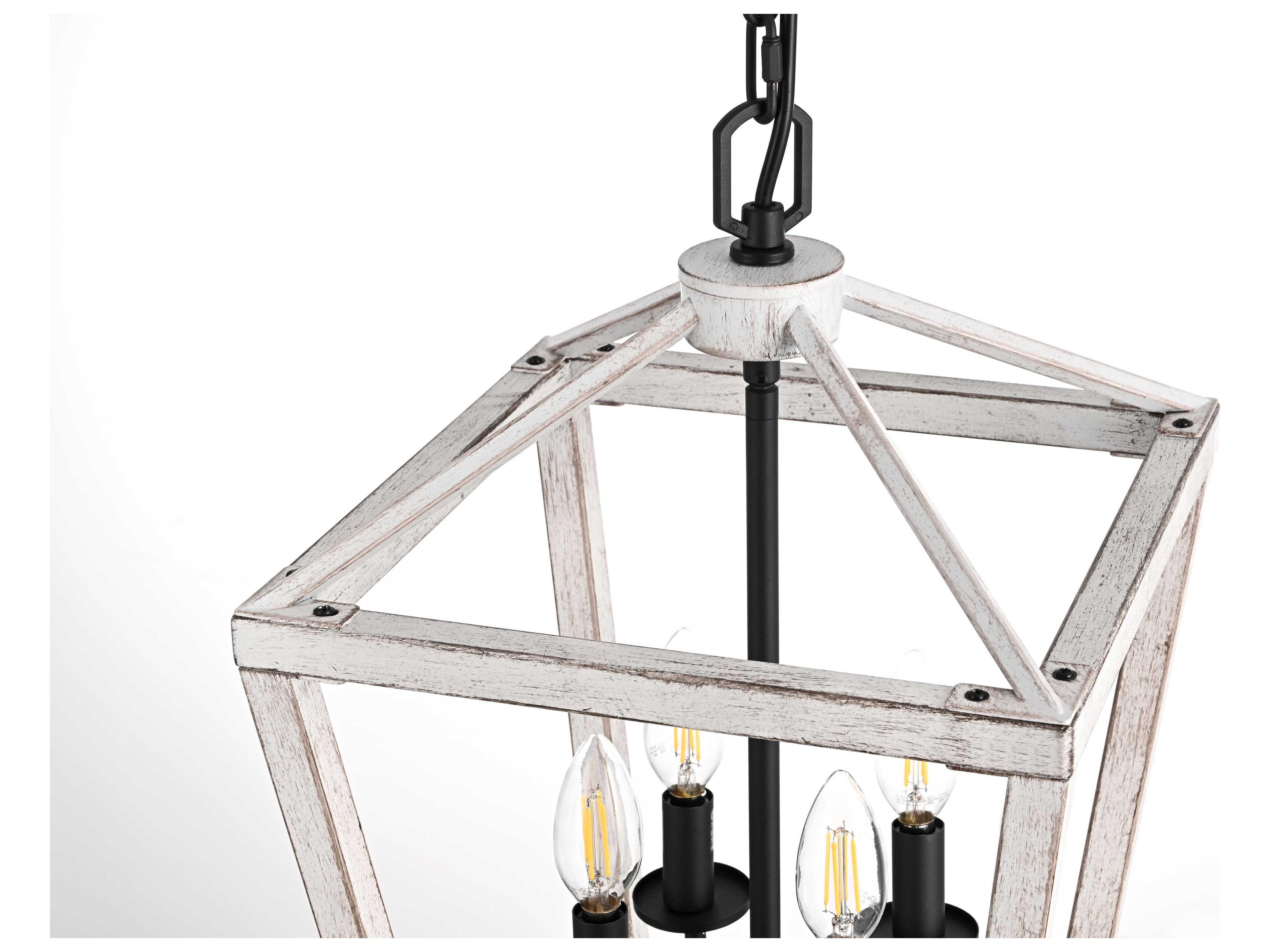 Elegant Lighting Gage 4-Light Weathered White Black Lantern Mini Pendant