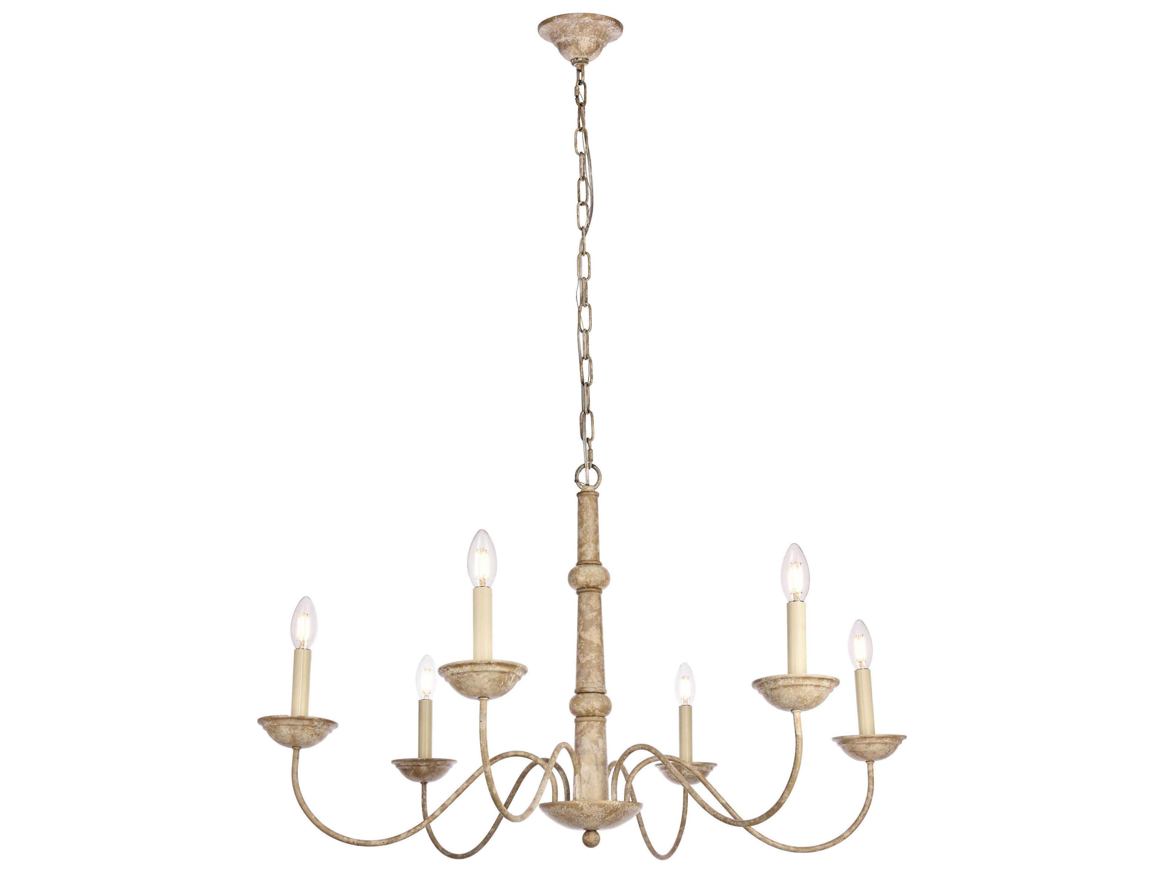 Elegant Lighting Merritt 6-Light Weathered Dove Brown Chandelier