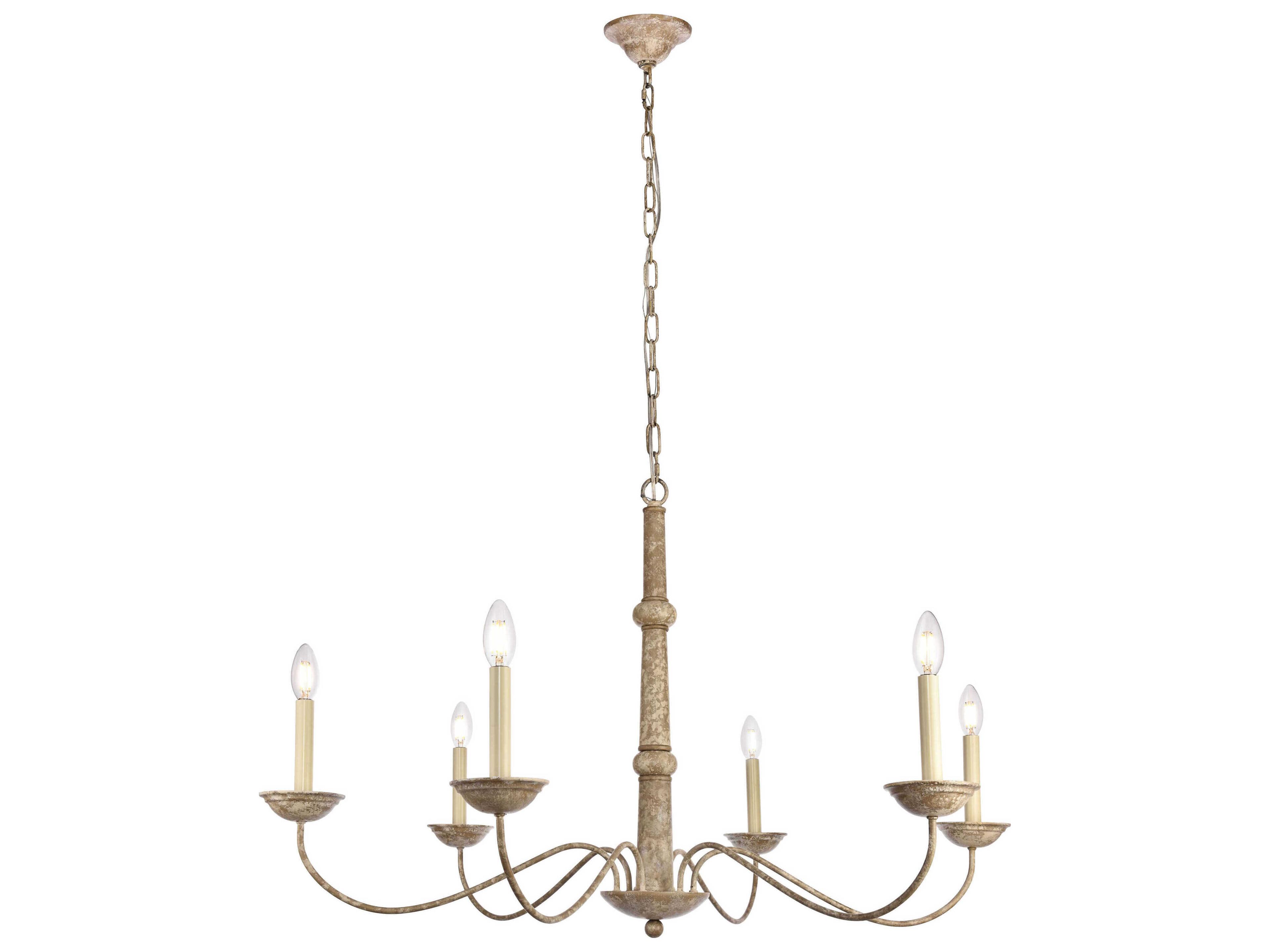 Elegant Lighting Merritt 6-Light Weathered Dove Brown Chandelier