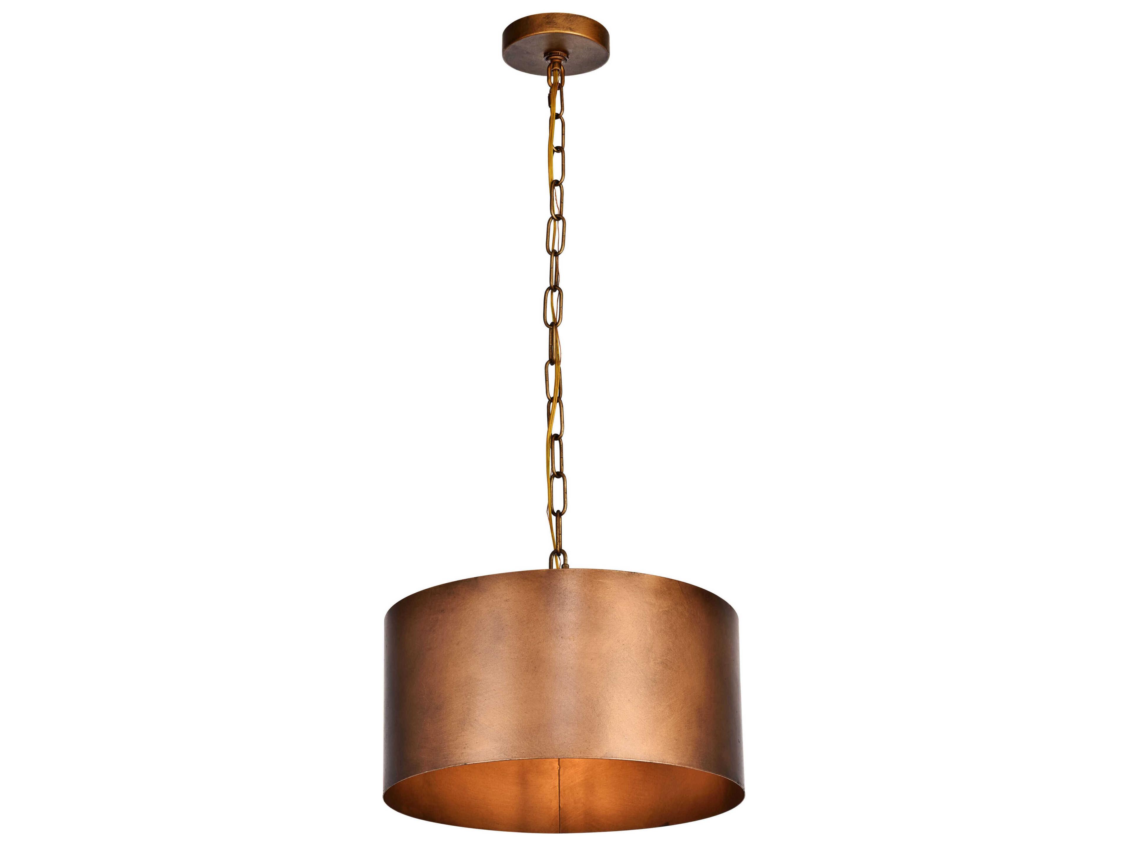 Elegant Lighting Miro 1-Light Manual Brass Drum Pendant