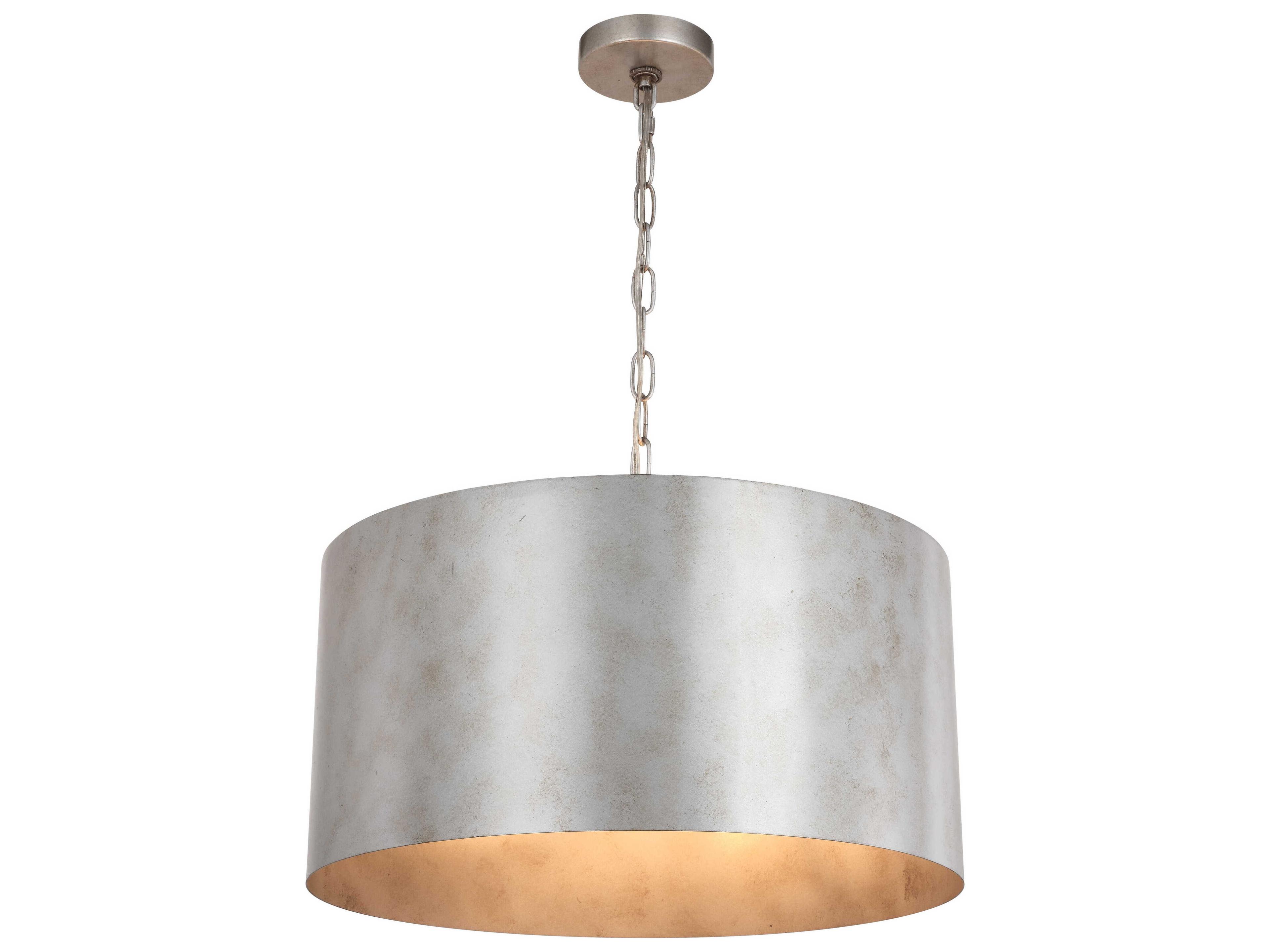 Elegant Lighting Miro 3-Light Vintage Silver Drum Pendant