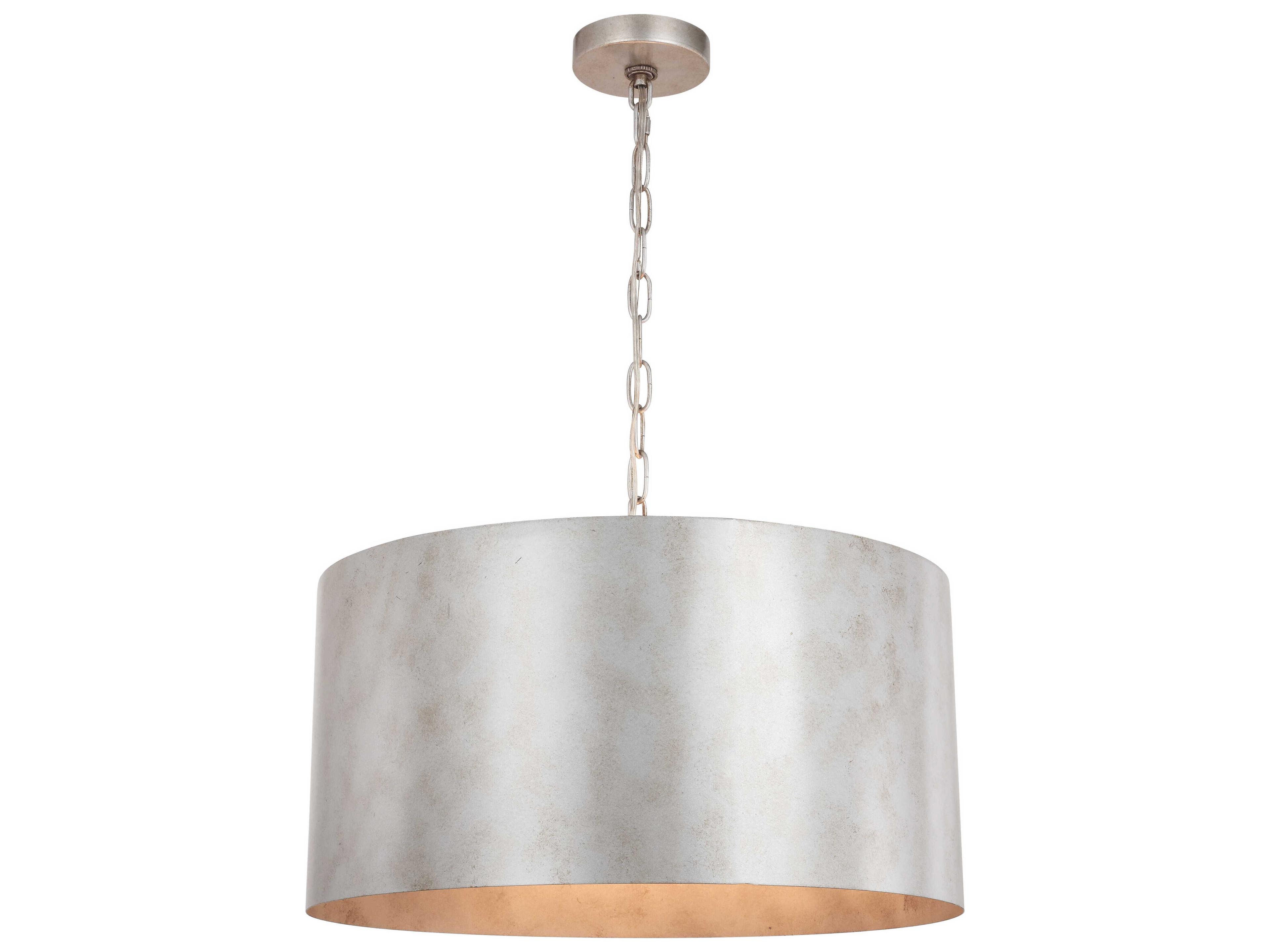 Elegant Lighting Miro 3-Light Vintage Silver Drum Pendant