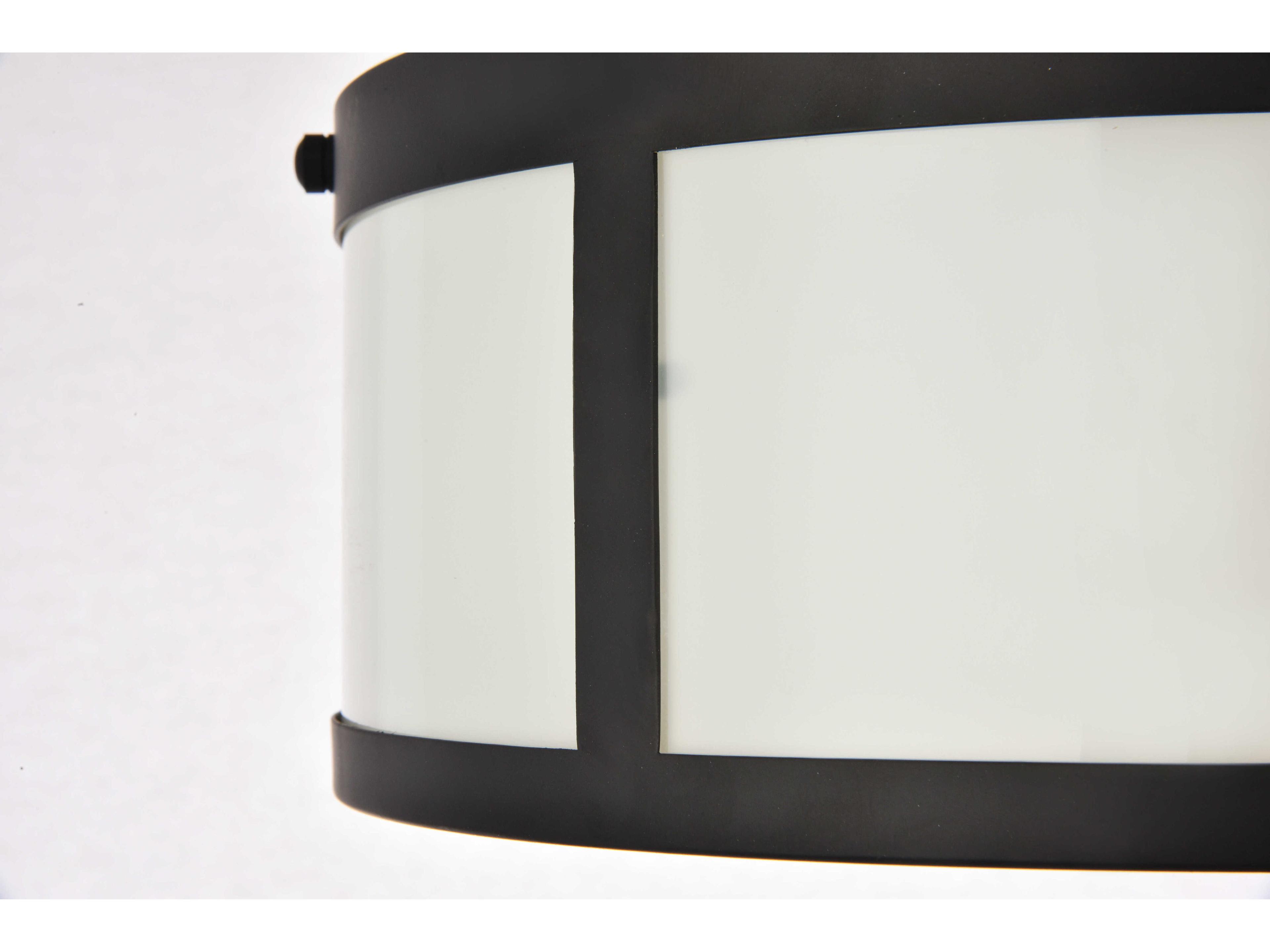 Elegant Lighting Hadrian 2-Light Flat Black Glass Round Flush Mount