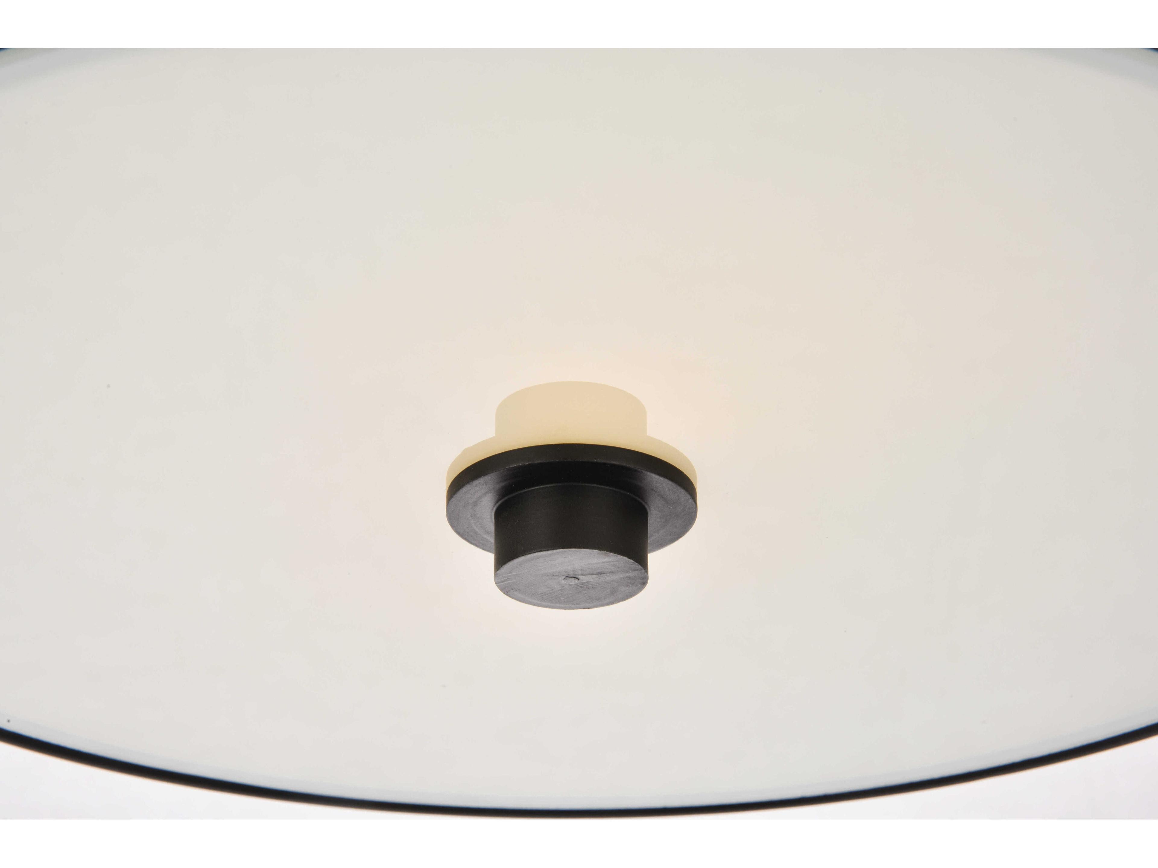 Elegant Lighting Hadrian 2-Light Flat Black Glass Round Flush Mount