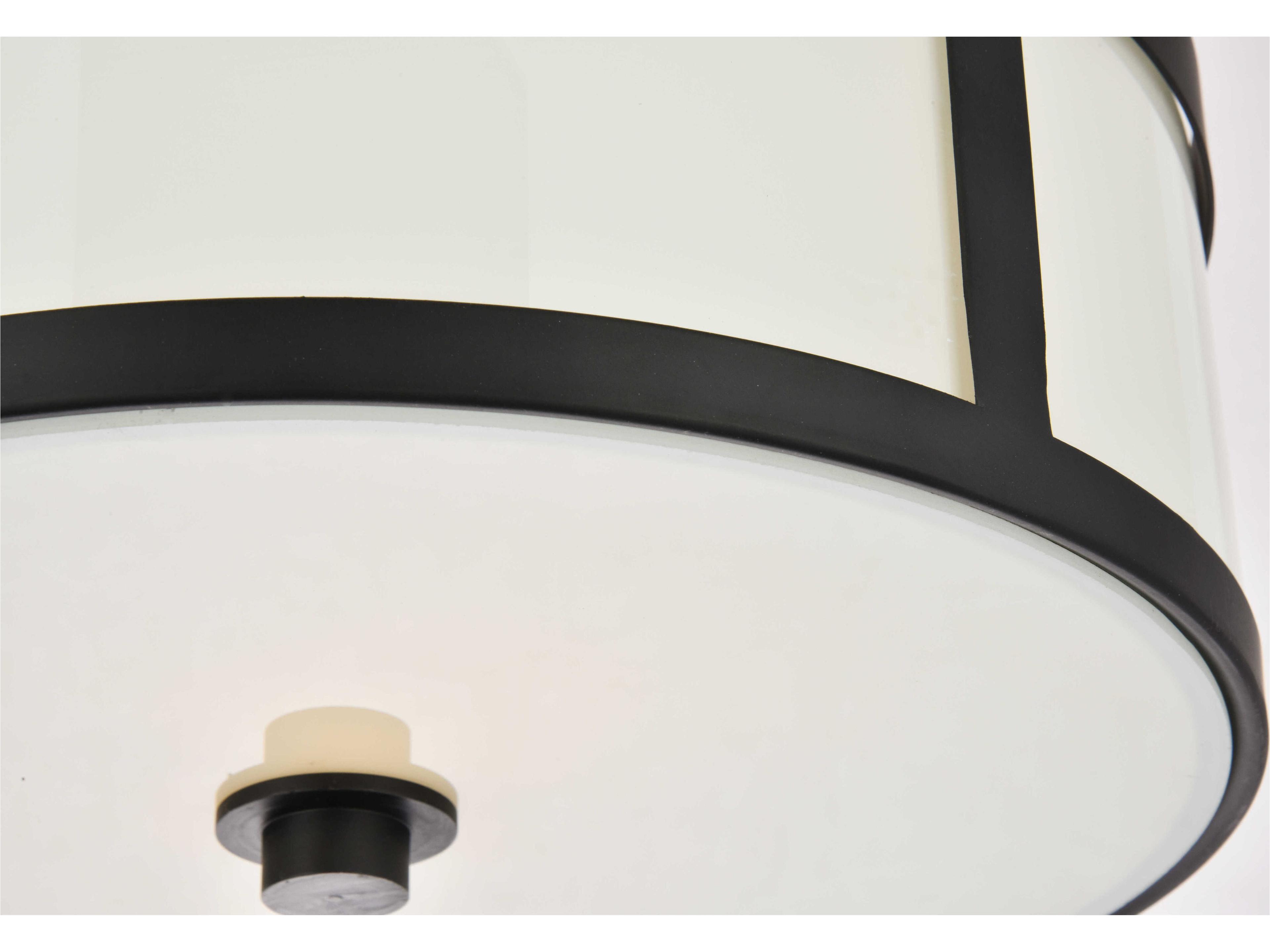 Elegant Lighting Hadrian 2-Light Flat Black Glass Round Flush Mount