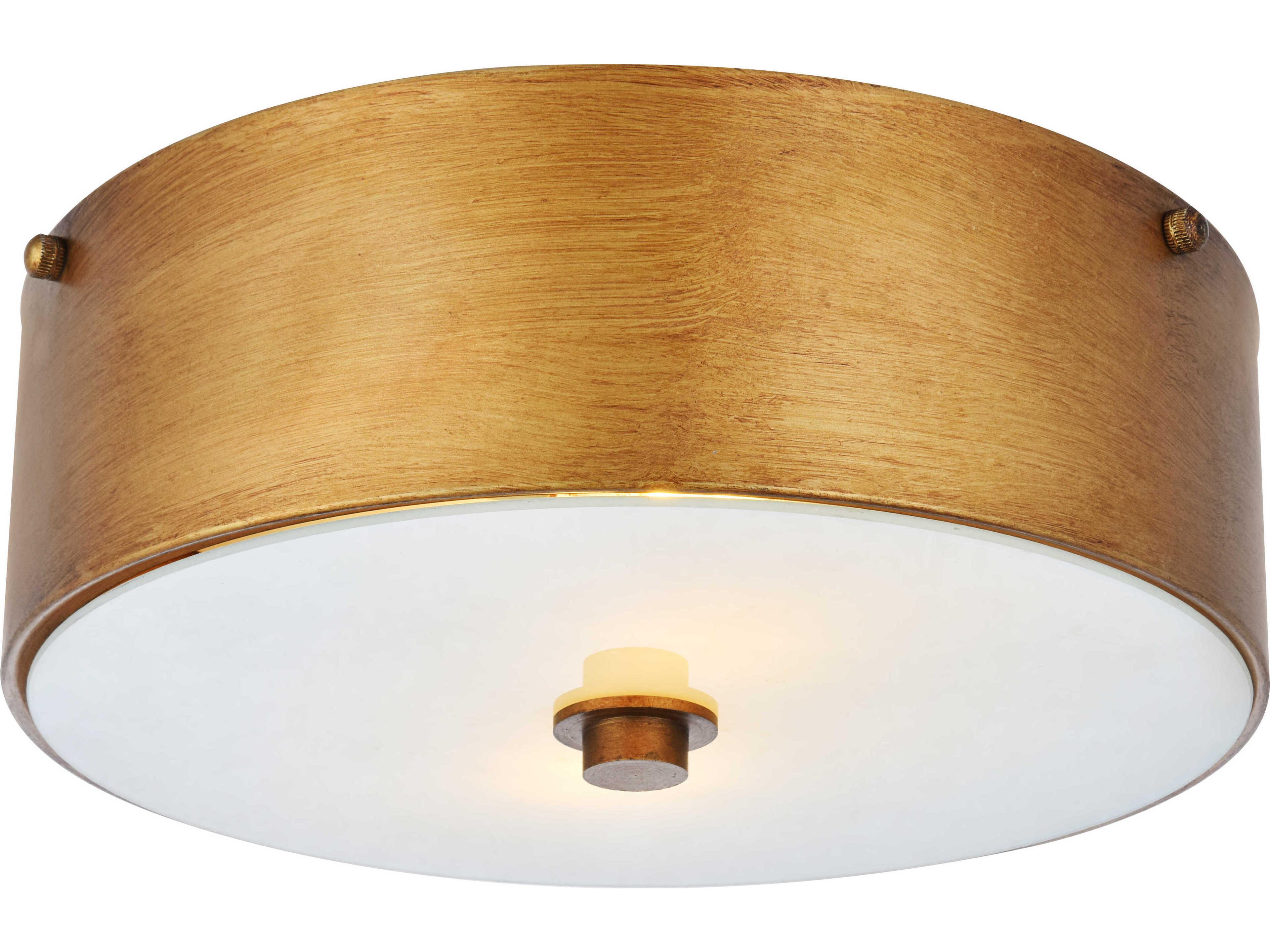 Hazen 2-Light Vintage Gold Glass Round Flush Mount