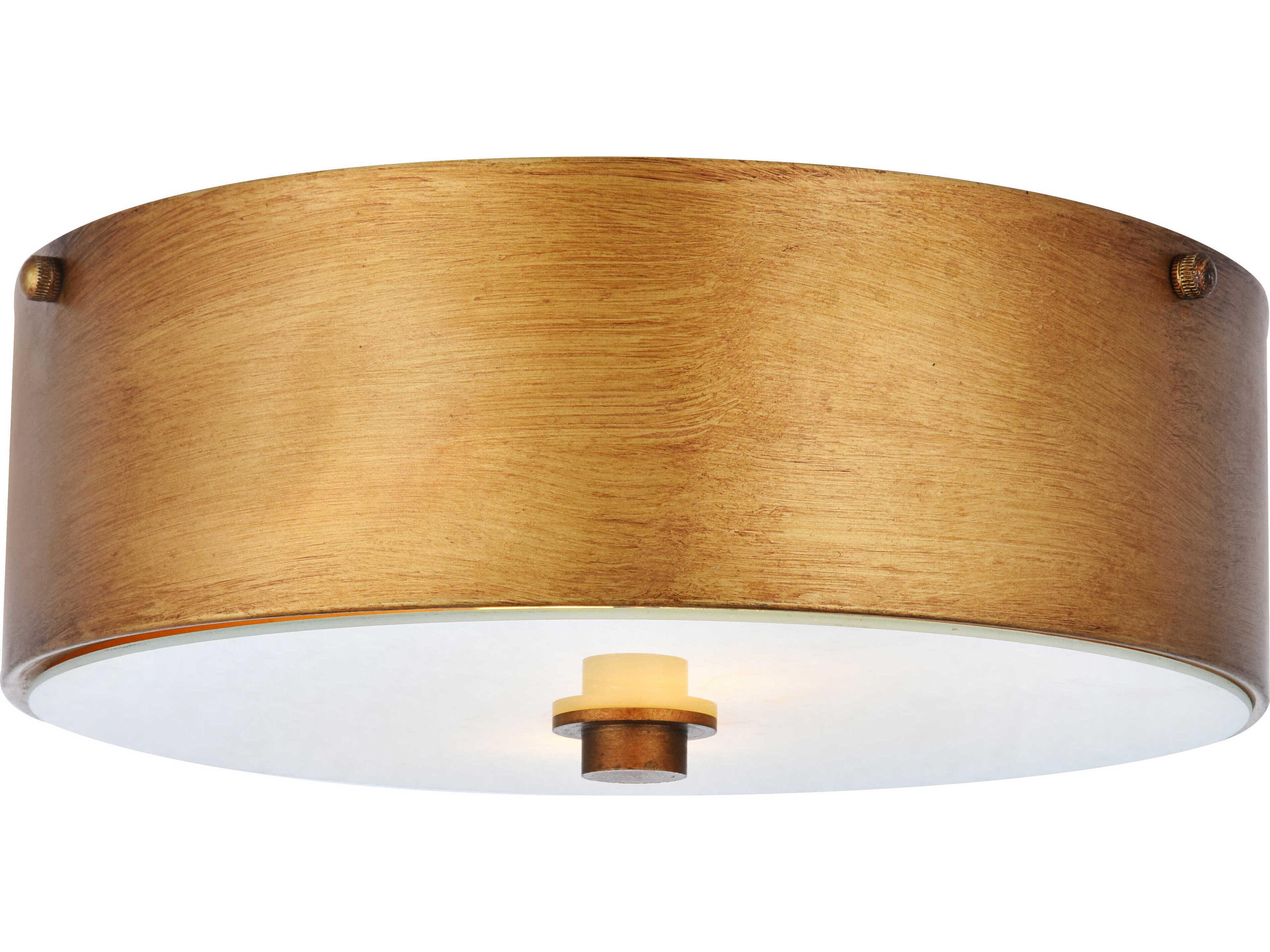 Elegant Lighting Hazen 2-Light Vintage Gold Glass Round Flush Mount