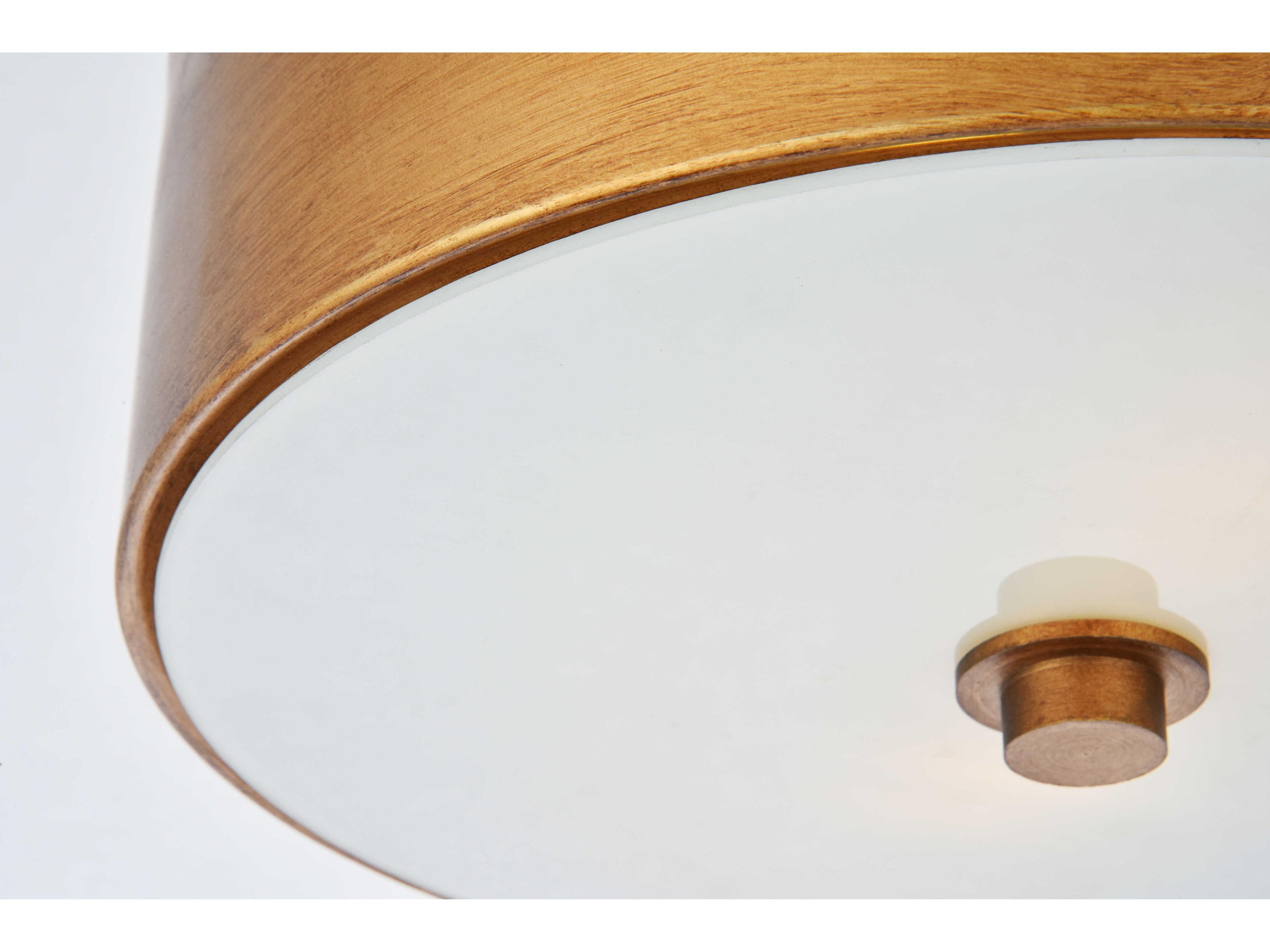 Elegant Lighting Hazen 2-Light Vintage Gold Glass Round Flush Mount