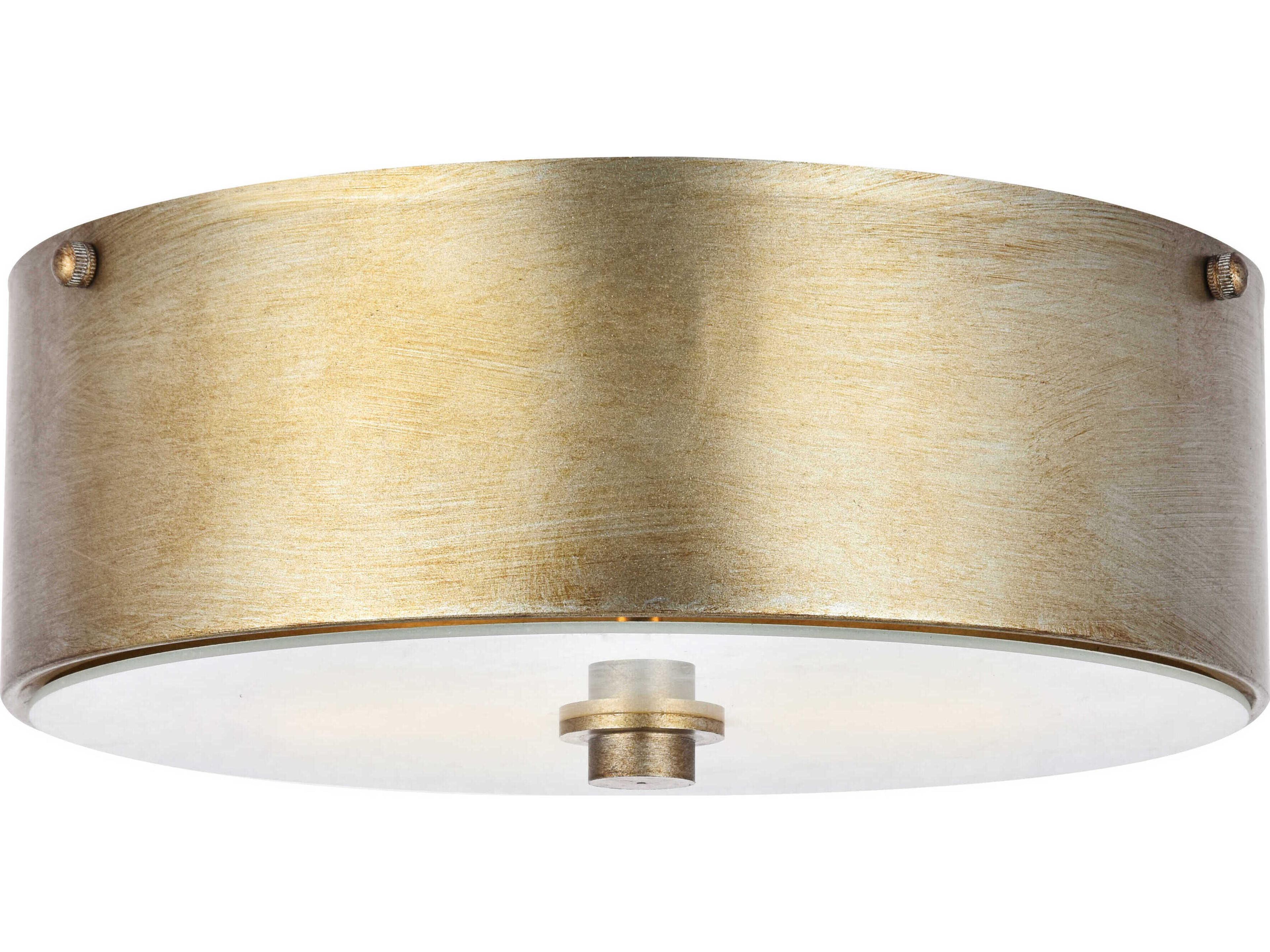 Elegant Lighting Hazen 2-Light Vintage Silver Glass Round Flush Mount