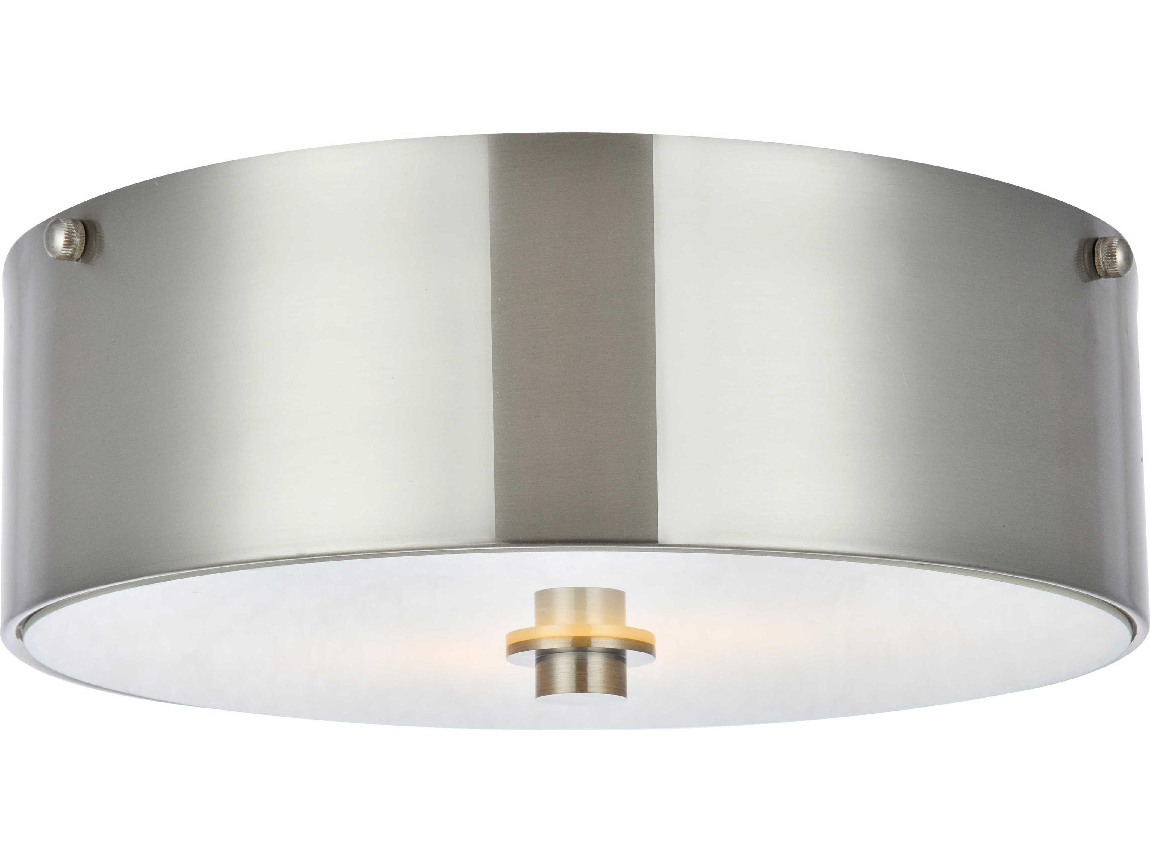 Elegant Lighting Hazen 2-Light Burnished Nickel Glass Round Flush Mount