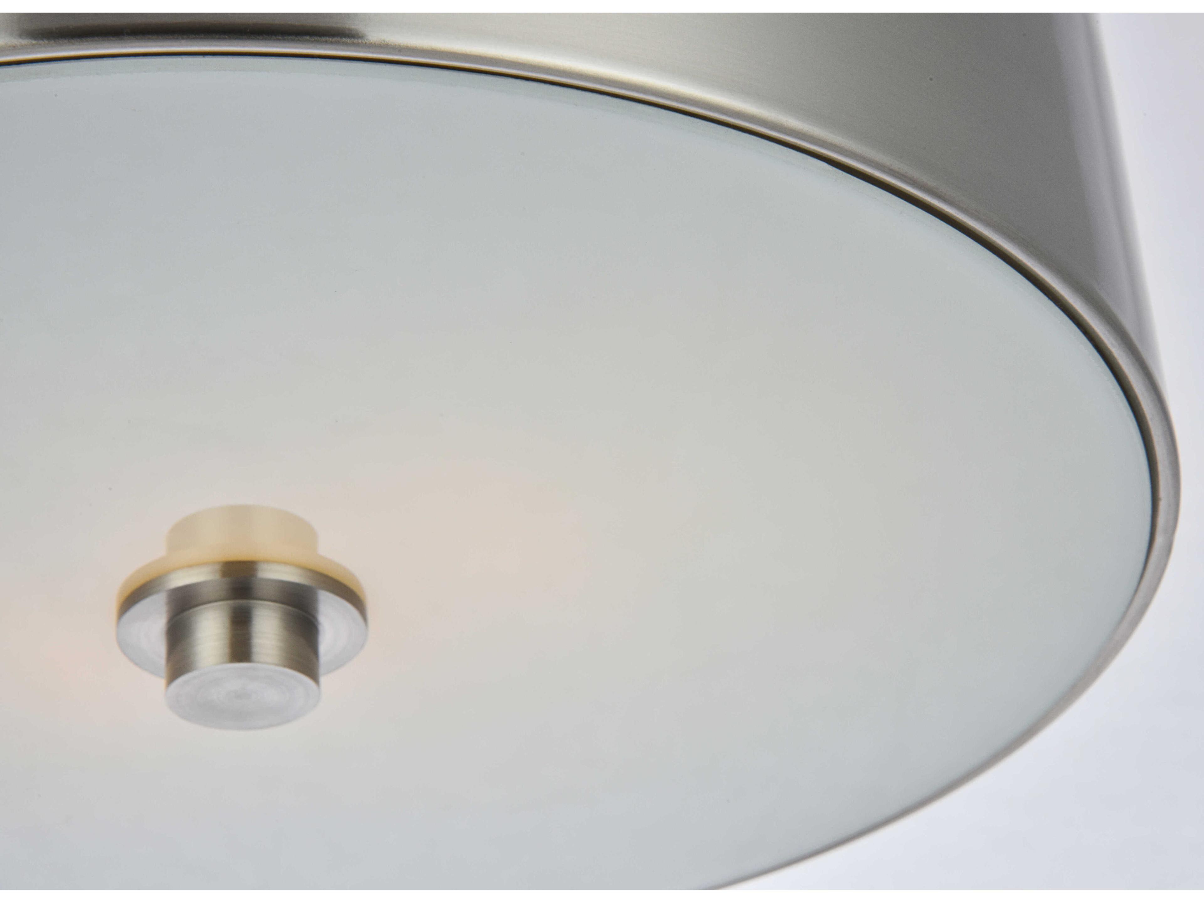 Elegant Lighting Hazen 2-Light Burnished Nickel Glass Round Flush Mount