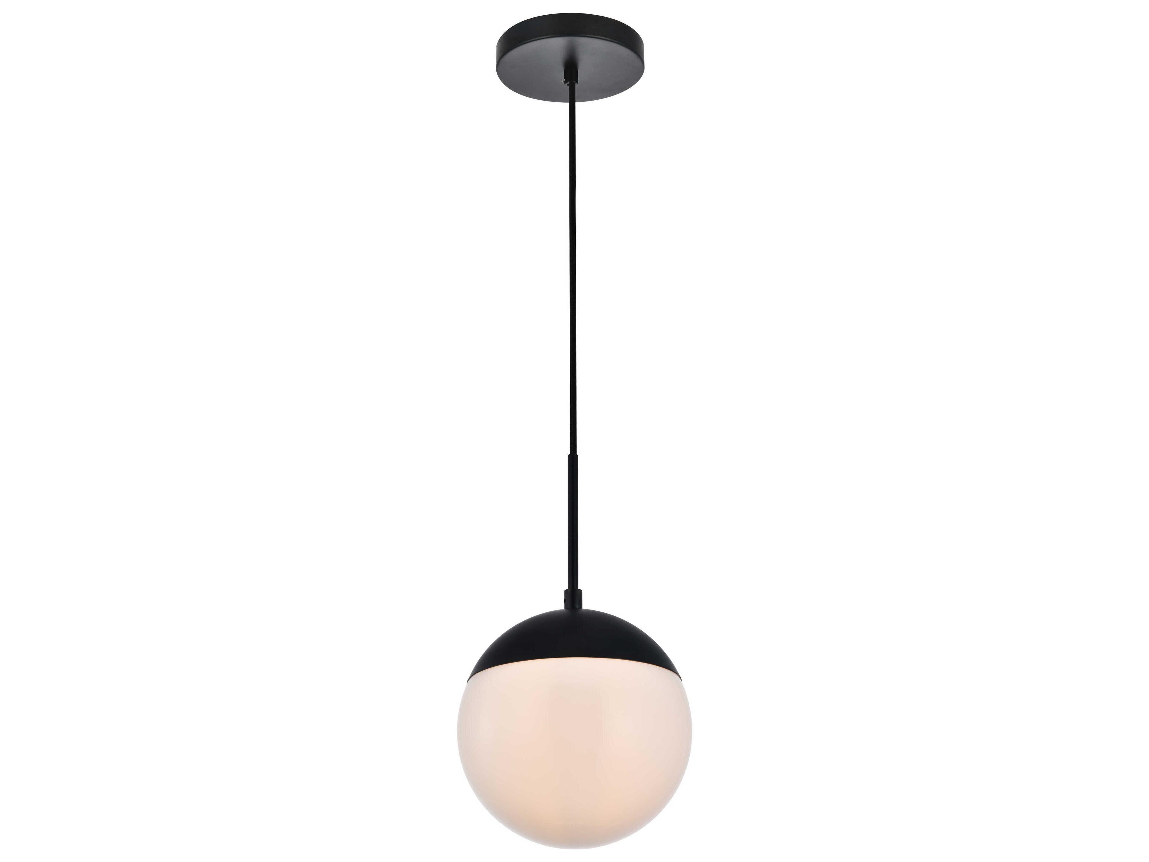 Elegant Lighting Eclipse 1-Light Black Glass Globe Mini Pendant