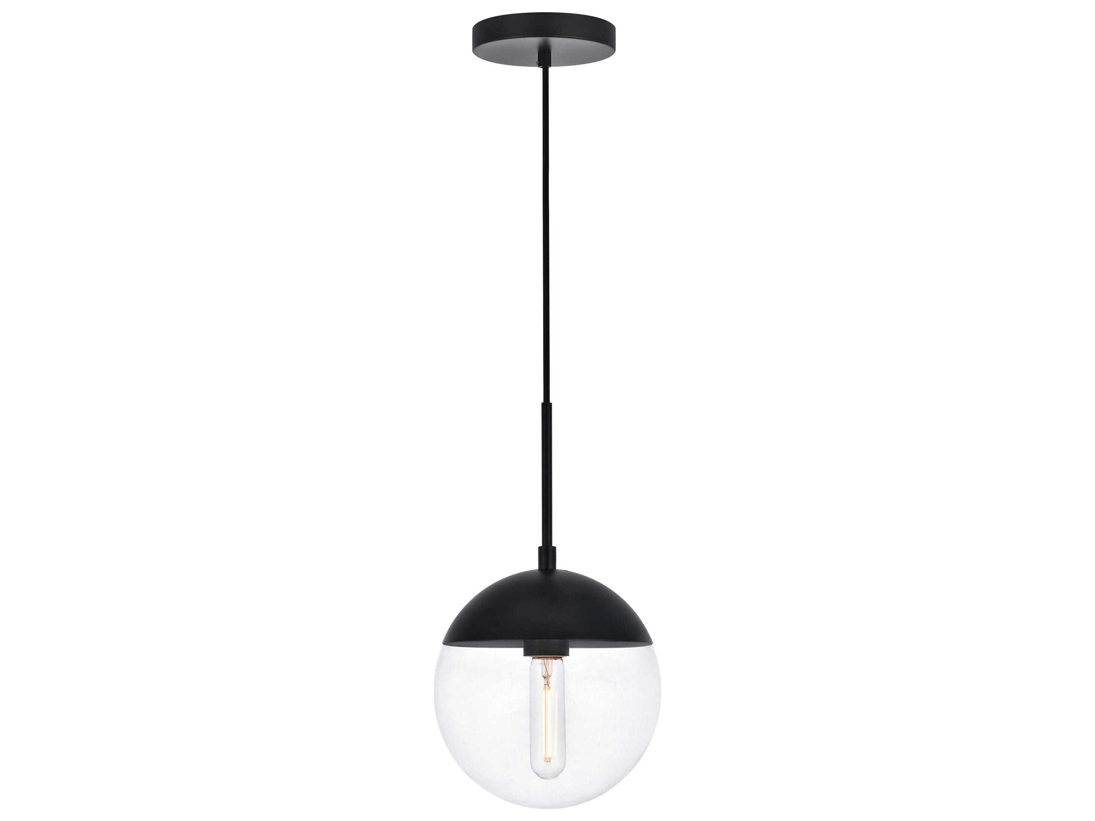 Eclipse 1-Light Black Glass Globe Mini Pendant