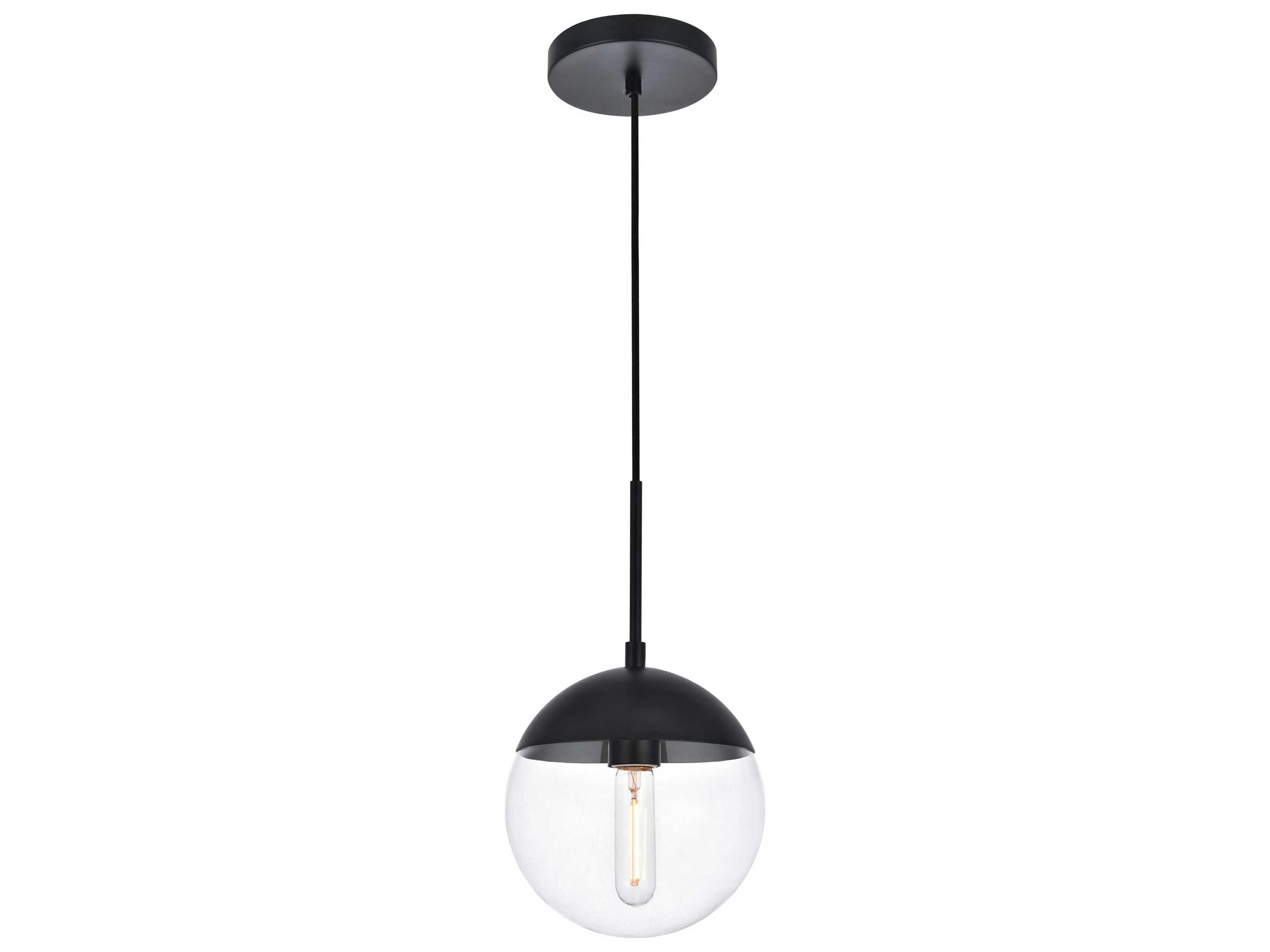Elegant Lighting Eclipse 1-Light Black Glass Globe Mini Pendant