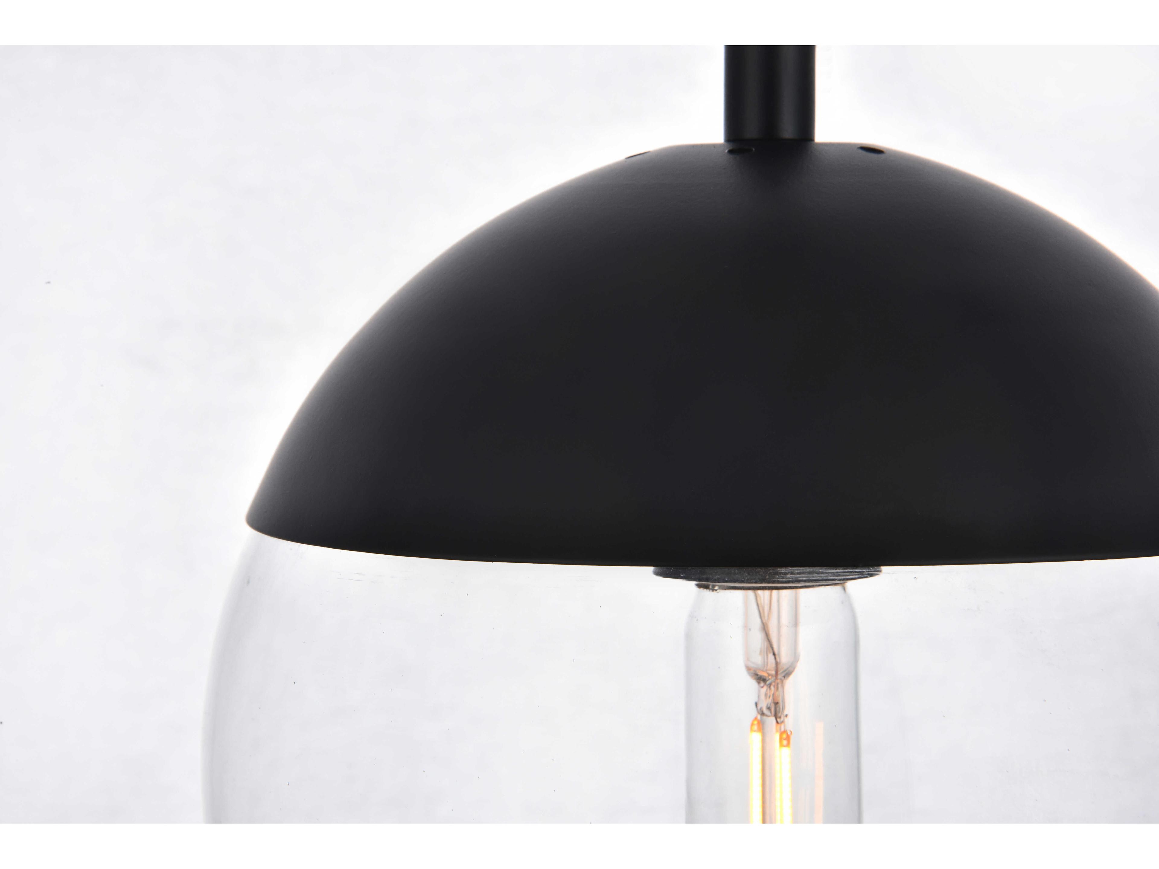 Elegant Lighting Eclipse 1-Light Black Glass Globe Mini Pendant