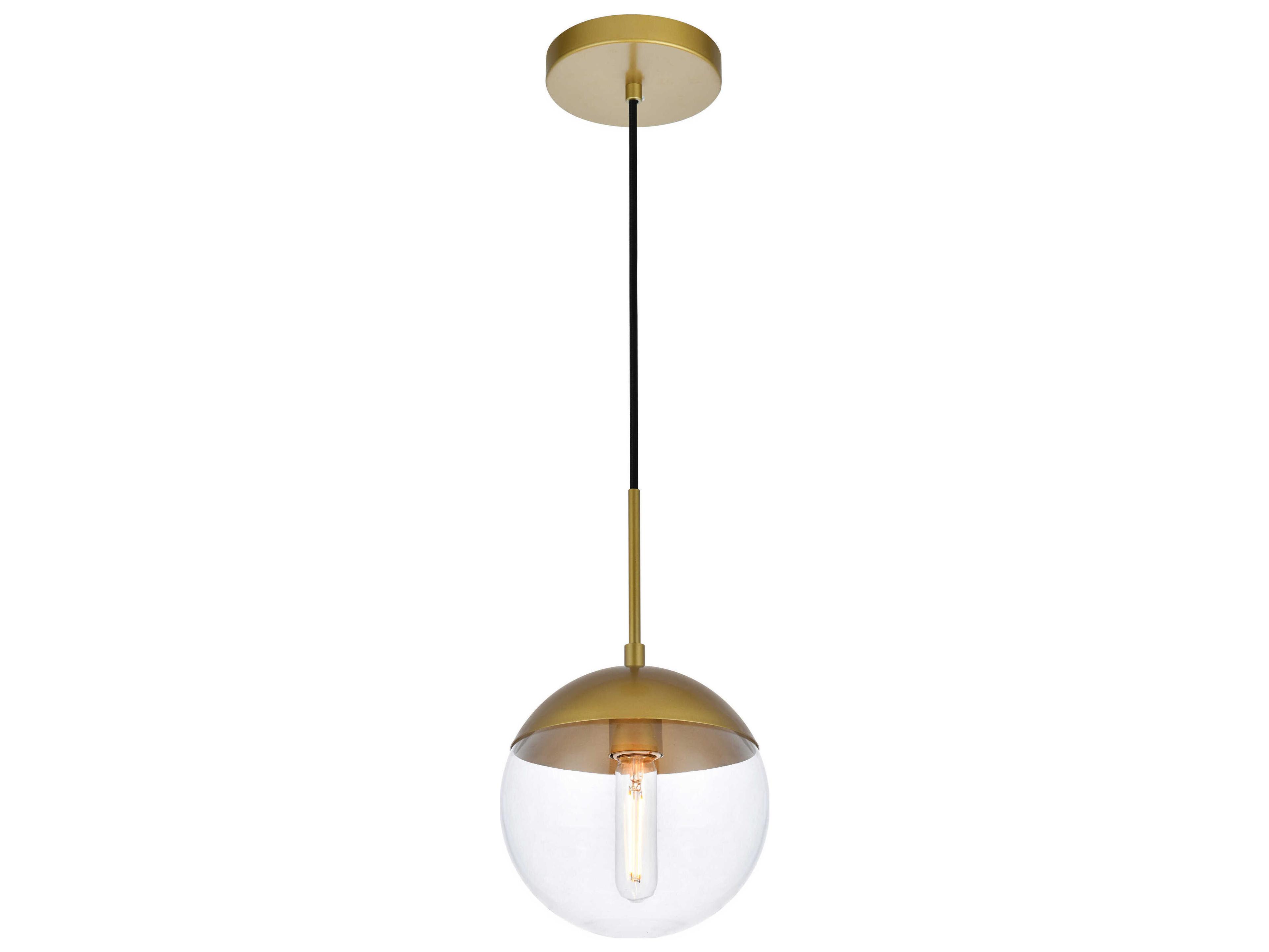 Elegant Lighting Eclipse 1-Light Brass Glass Globe Mini Pendant