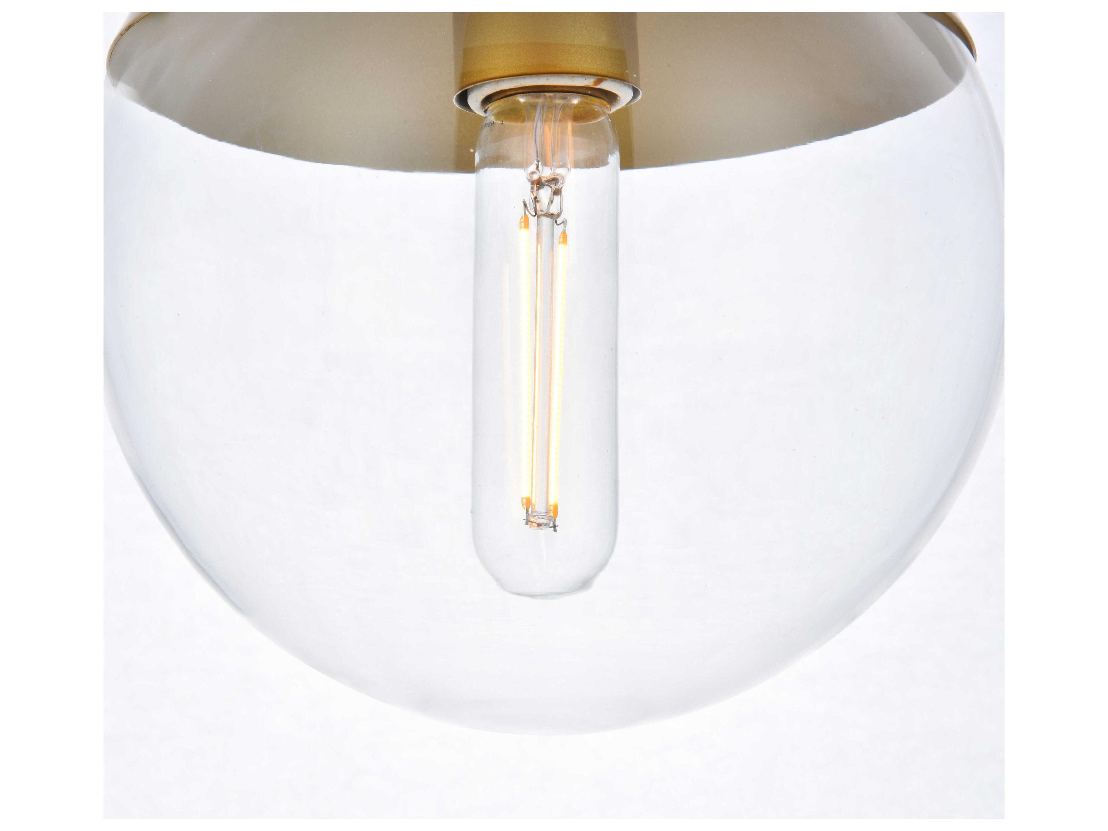Elegant Lighting Eclipse 1-Light Brass Glass Globe Mini Pendant