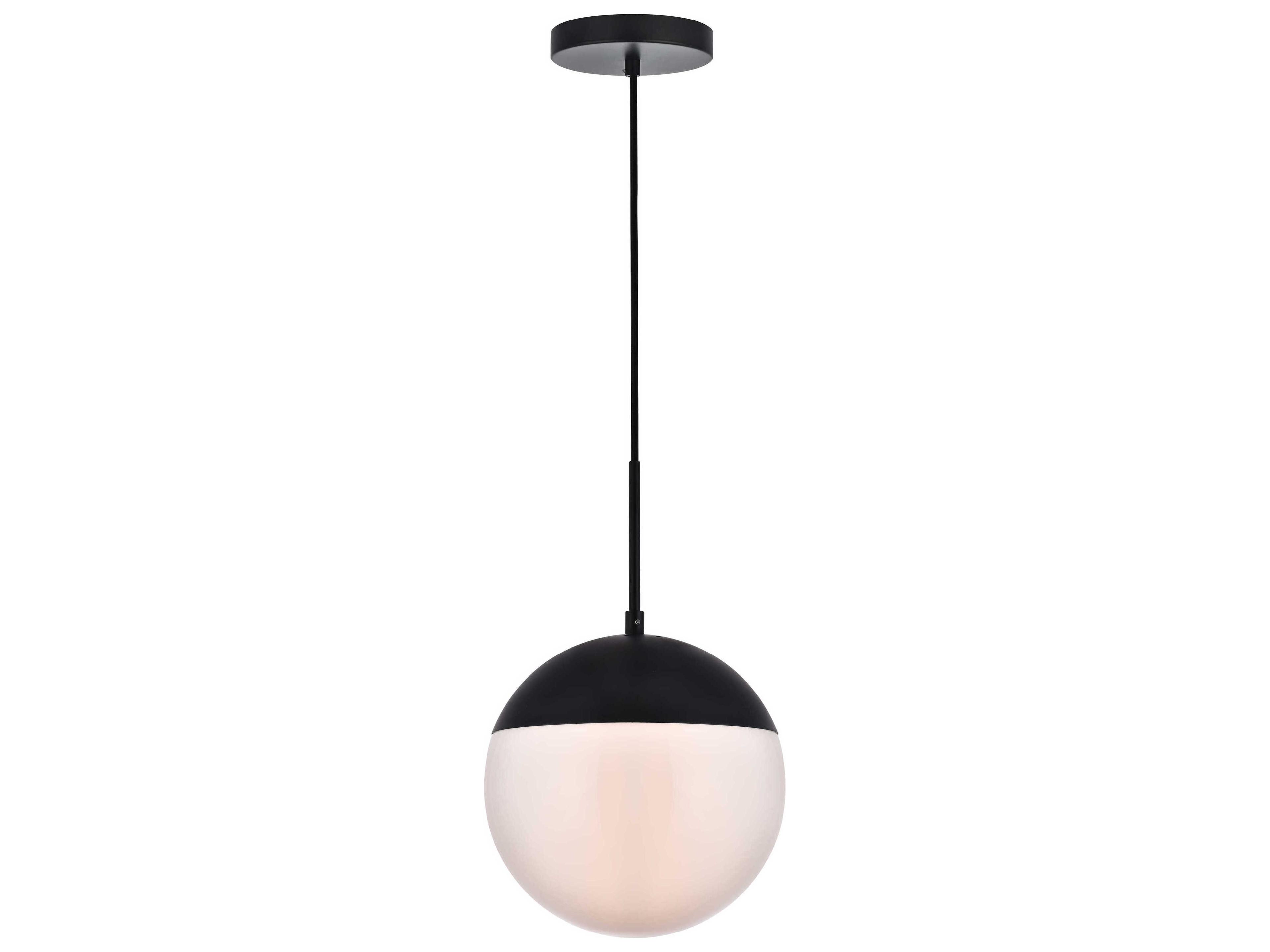 Eclipse 1-Light Black Pendant with Frosted White Glass