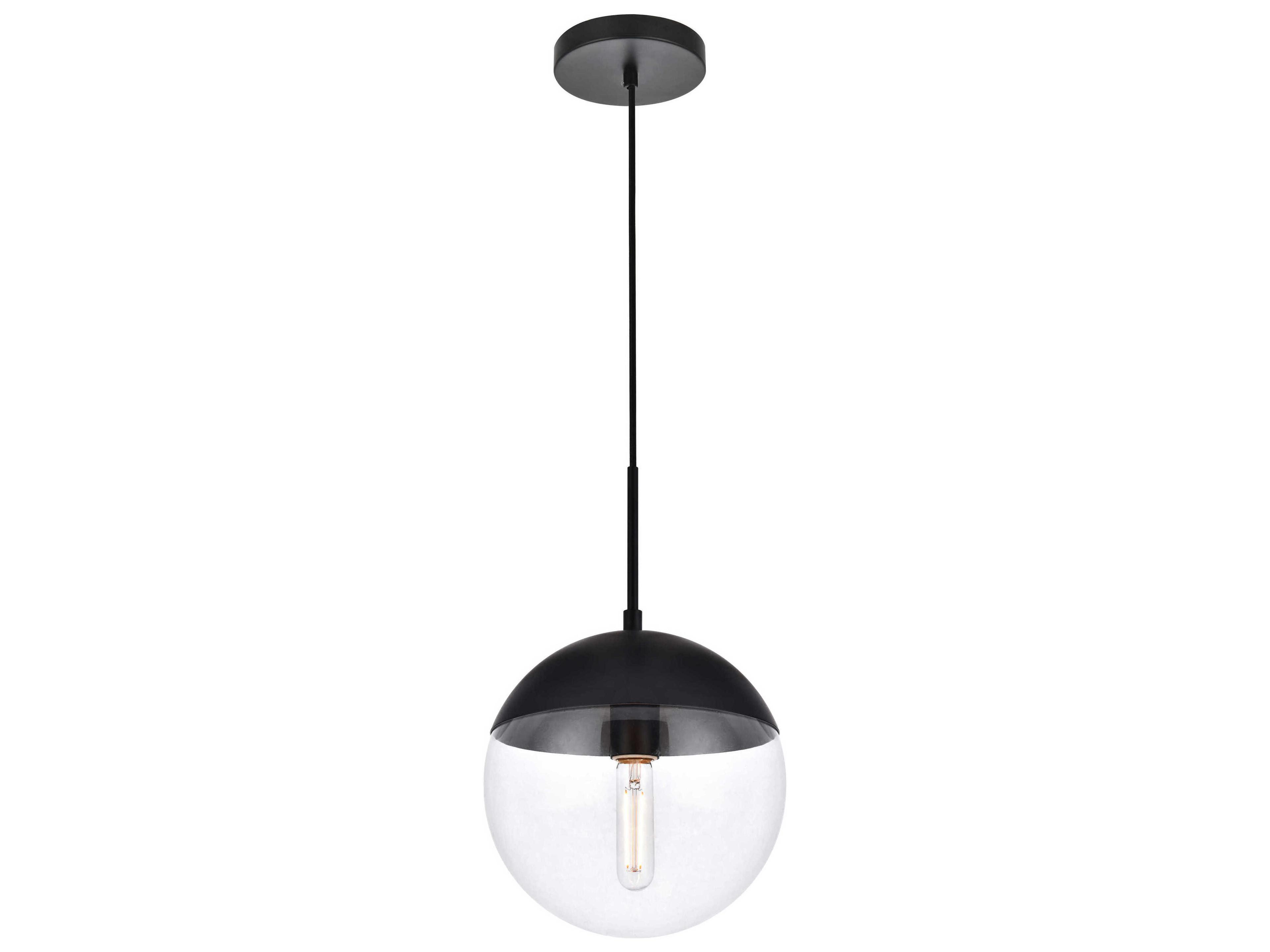 Elegant Lighting Eclipse 1-Light Black Glass Globe Mini Pendant