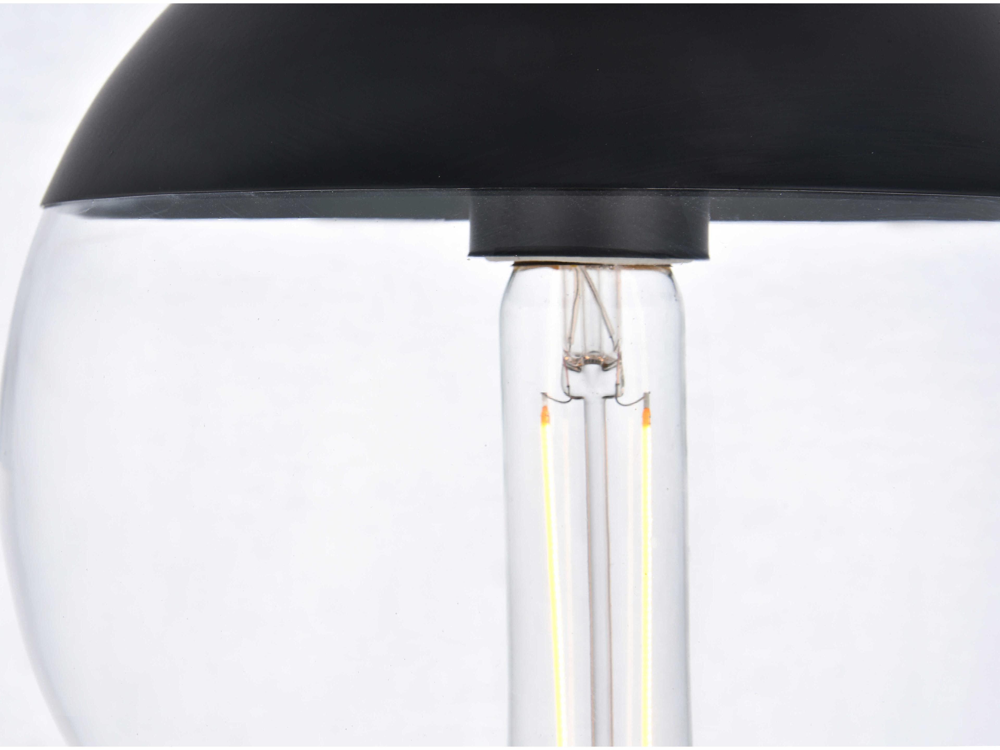 Elegant Lighting Eclipse 1-Light Black Glass Globe Mini Pendant