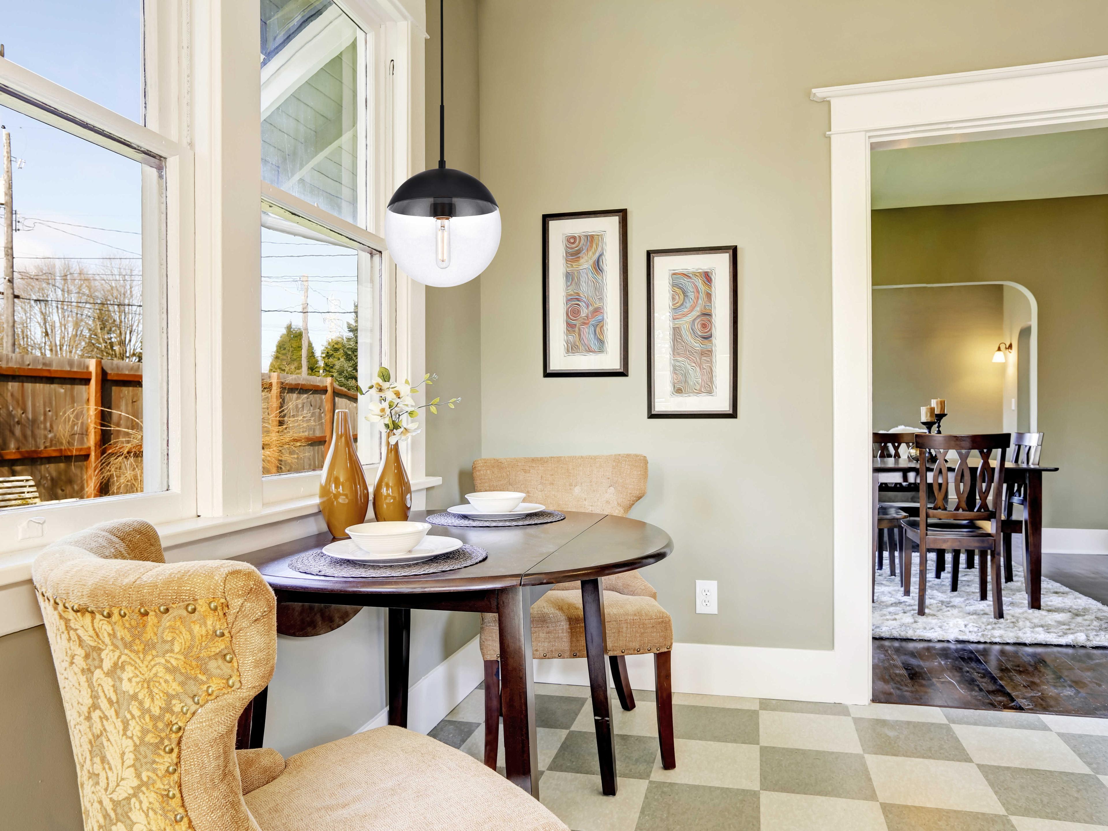 Elegant Lighting Eclipse 1-Light Black Glass Globe Mini Pendant