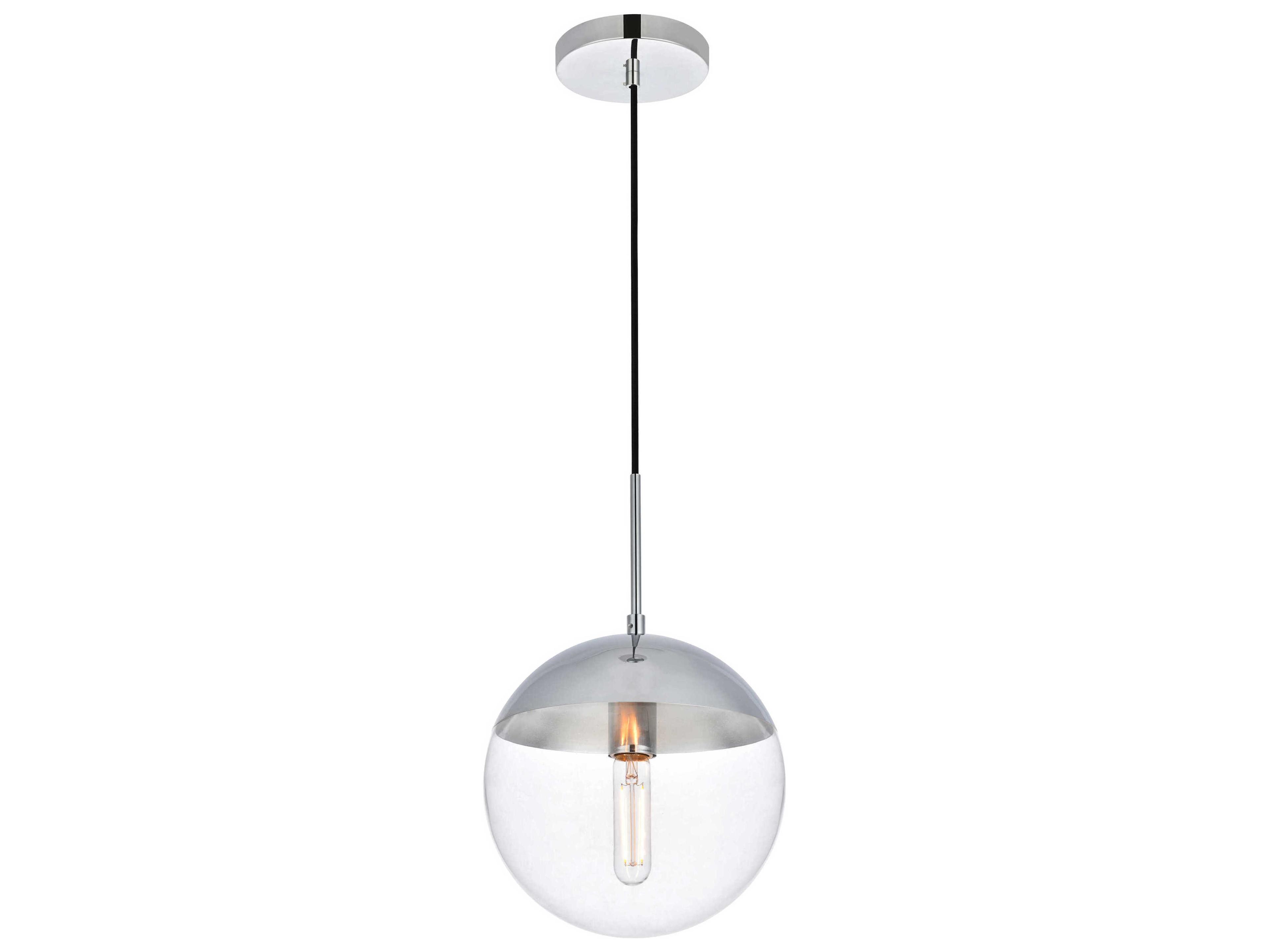 Elegant Lighting Eclipse 1-Light Chrome Glass Globe Mini Pendant