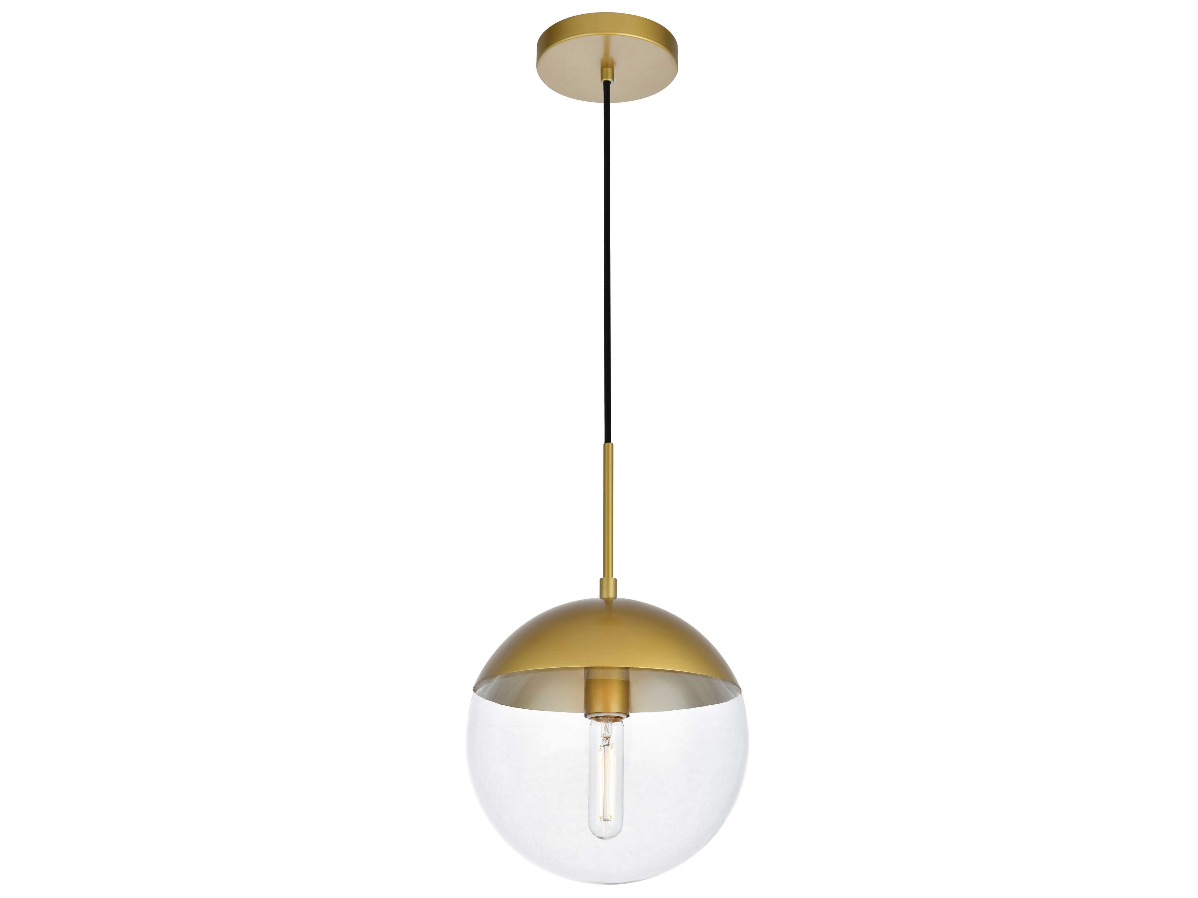 Elegant Lighting Eclipse 1-Light Brass Glass Globe Mini Pendant